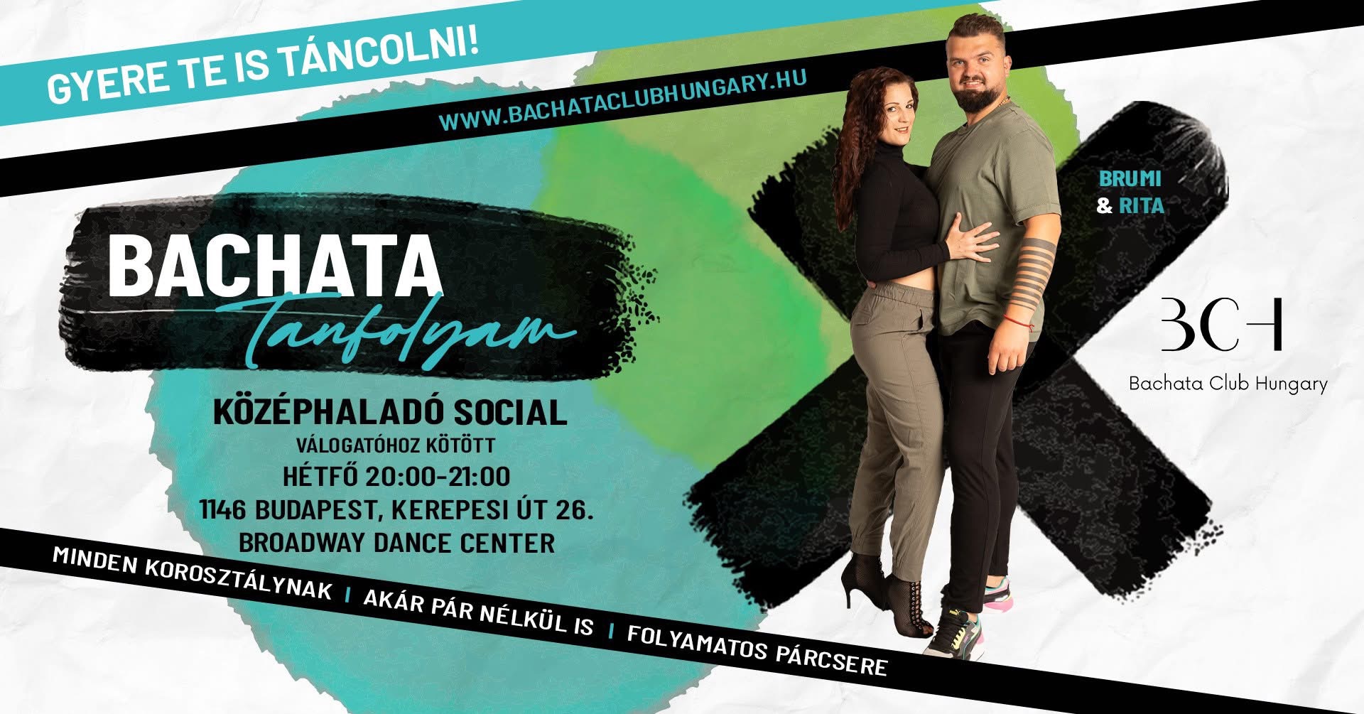 Középhaladó Bachata Social Képzés (Válogatott Csoport)