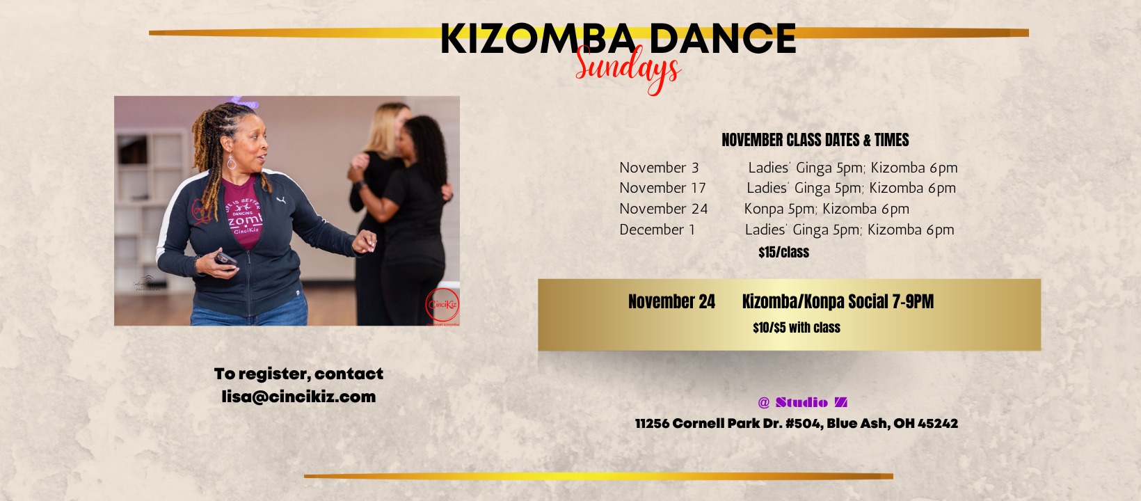 Kizomba Dance Classes in Cincinnati Nov. 3
