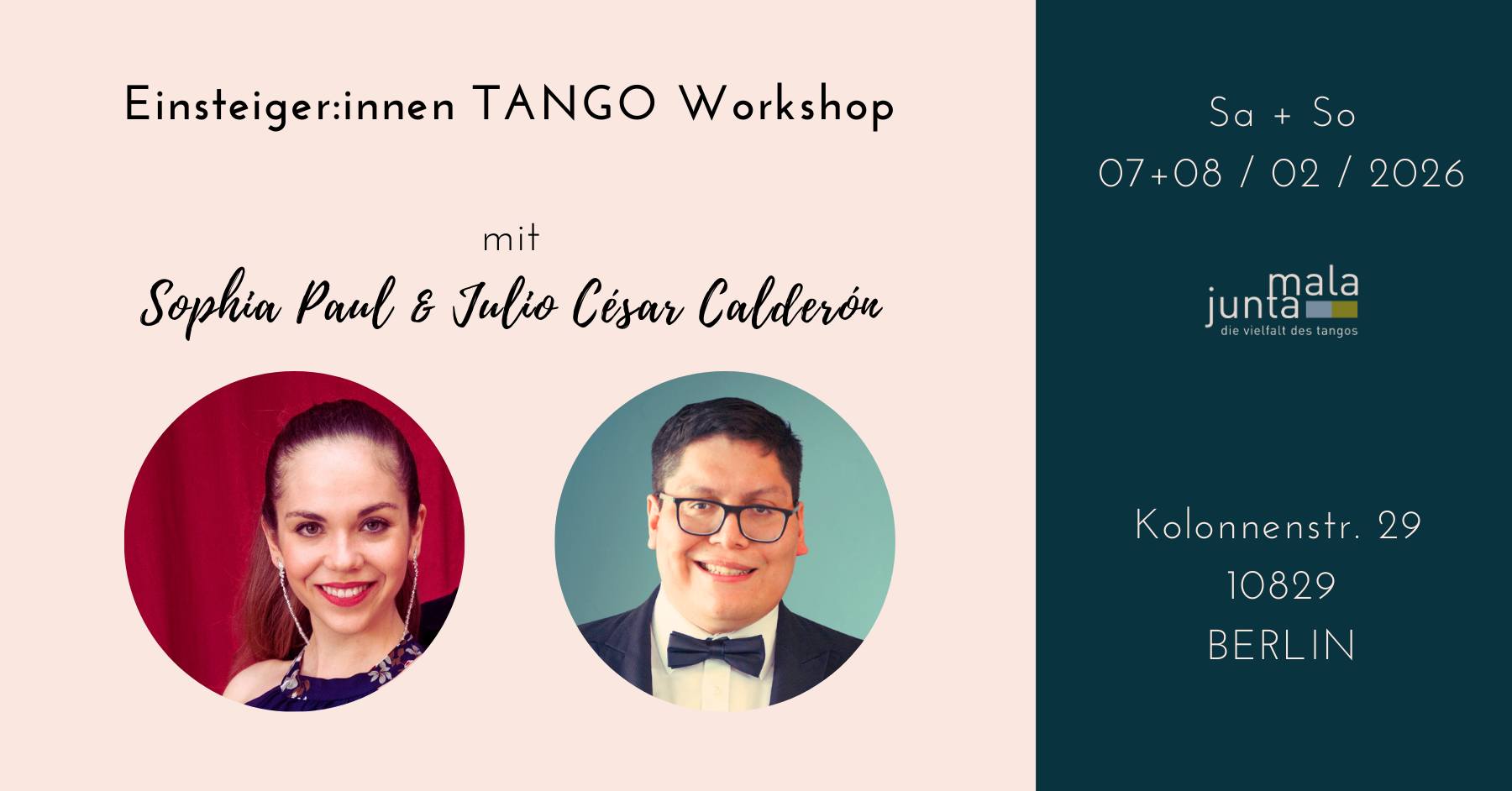 Tango Einsteiger*innen Workshop mit Sophia Paul & Julio César Calderón