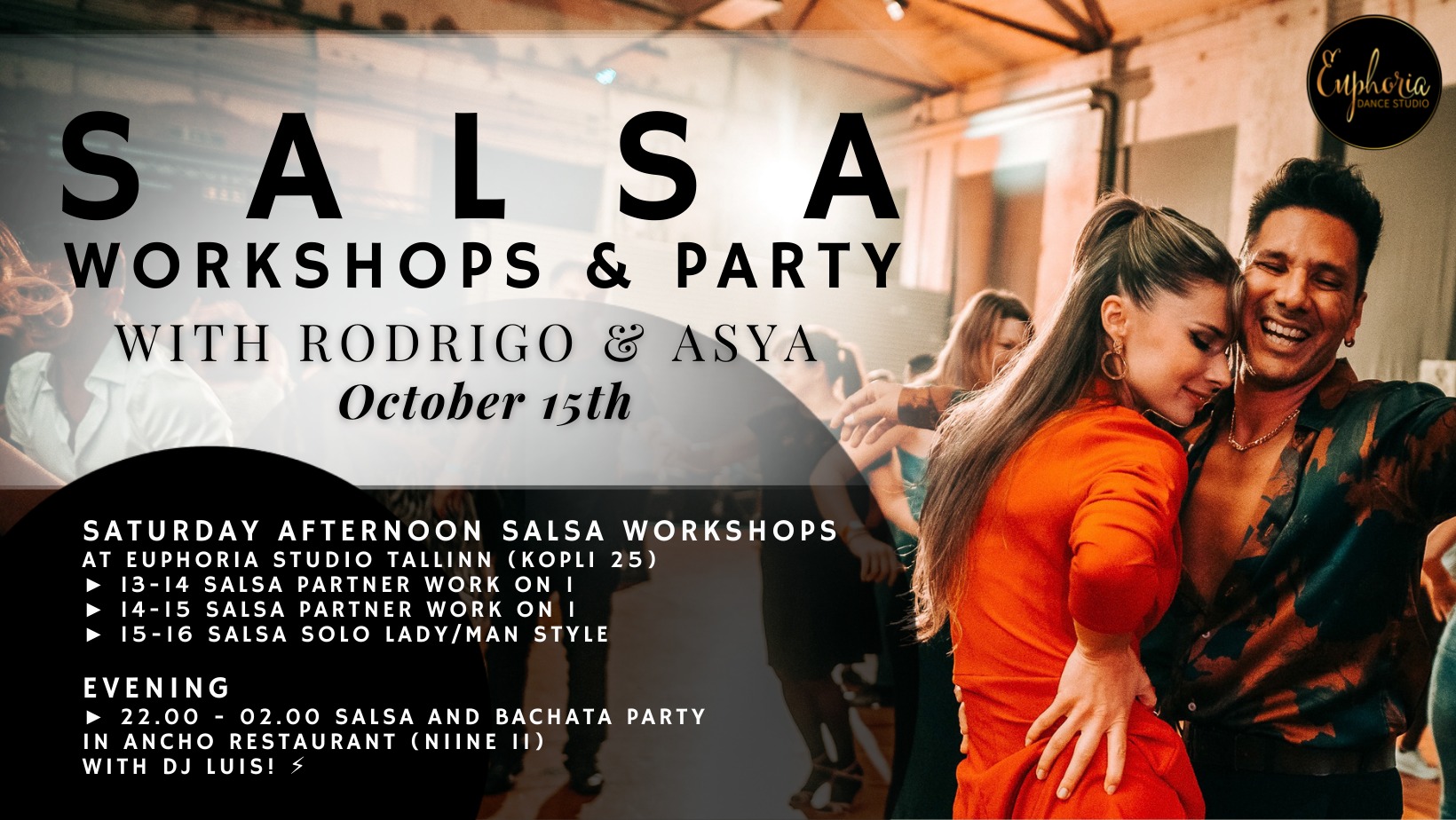 SALSA SATURDAY with Rodrigo & Asya, evening Latin PARTY at Ancho!