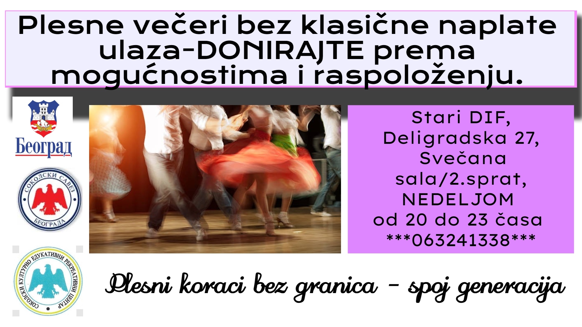 Plesno veče nedeljom - plesni koraci bez granica spoj generacija