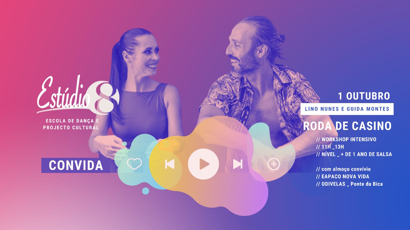 Estúdio 8 apresenta: Workshop de Roda de Casino com Lino Nunes e Guida Montes em Odivelas
