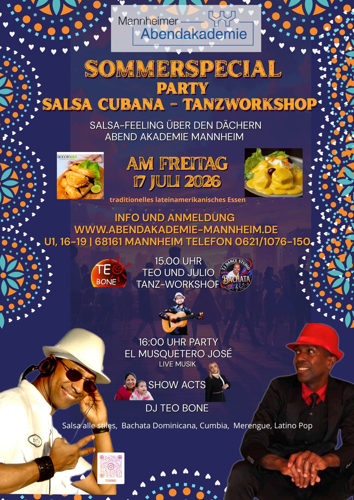 SOMMERSPECIAL mit Teo Bone: Salsa Cubana -Tanzworkshop (alle Levels) und salsa-Latino-Party