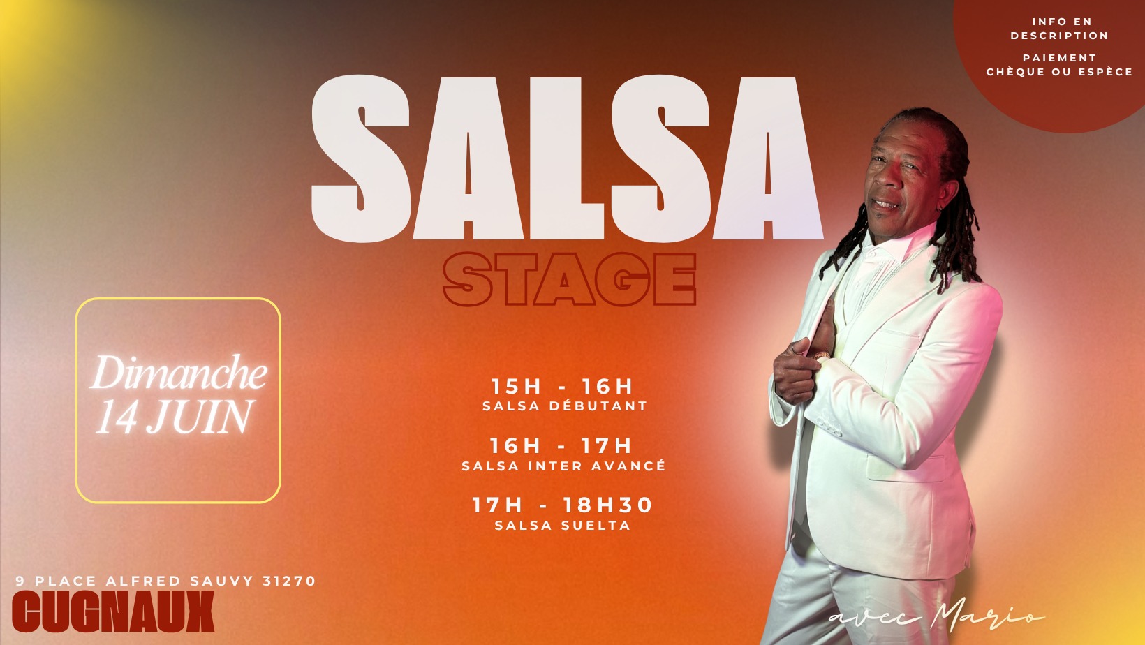 Stage Salsa avec Mario 14 Juin