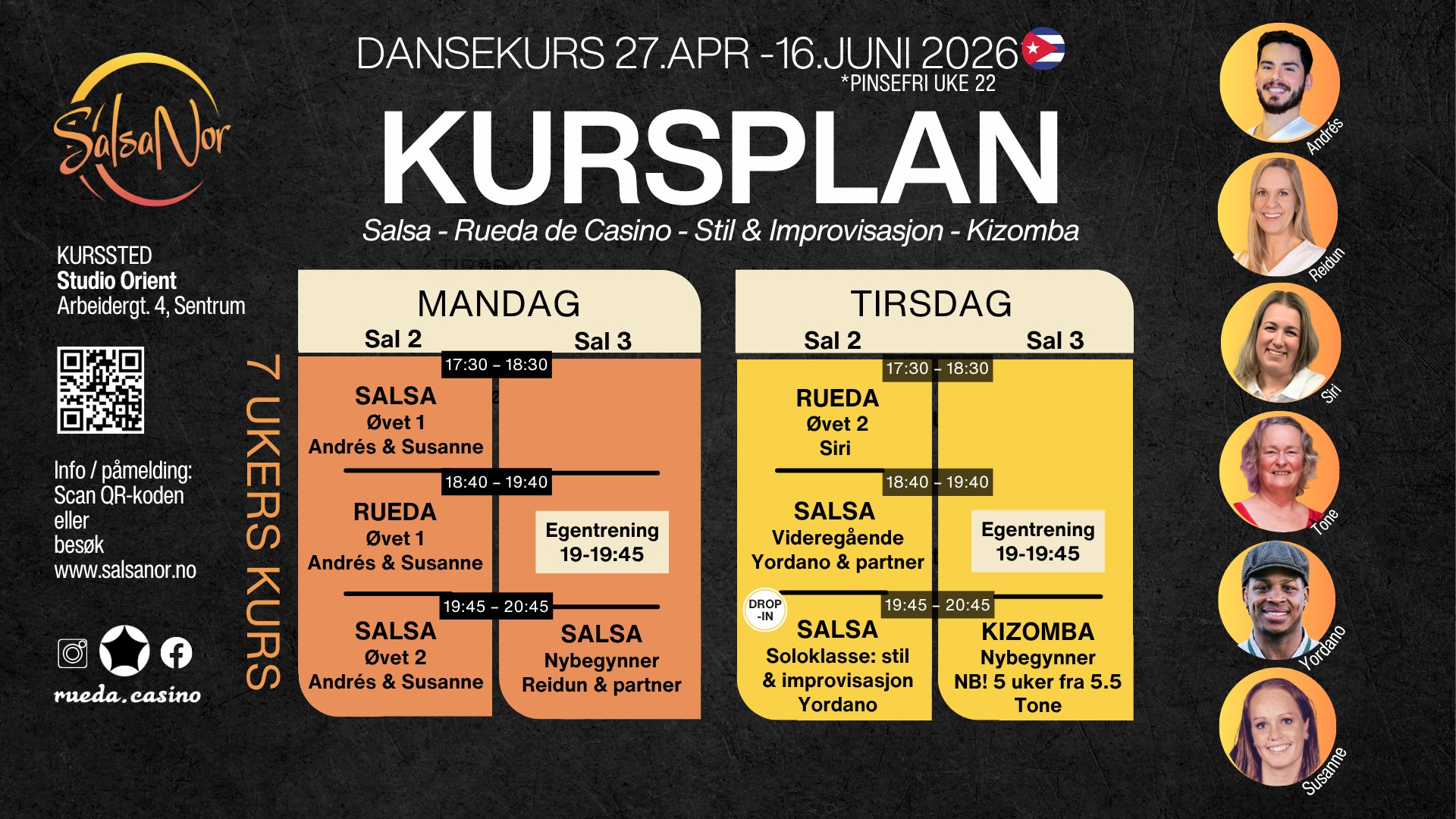 NYE KURS STARTER 27. og 28.4 - DANS MED SALSANOR