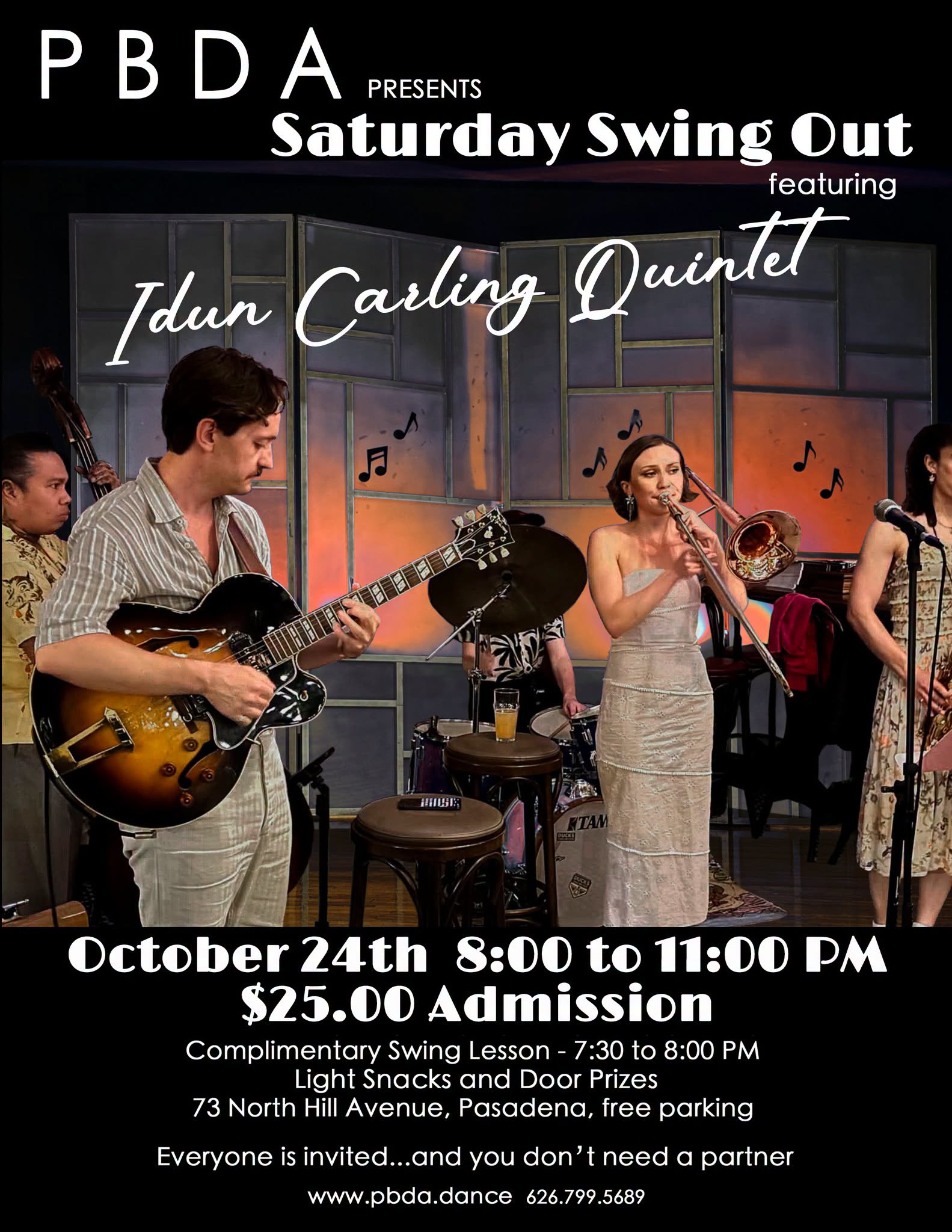We're Welcoming the IDUN CARLING QUINTET- on SATURDAY NIGHT, OCT. 24th to PBDA!