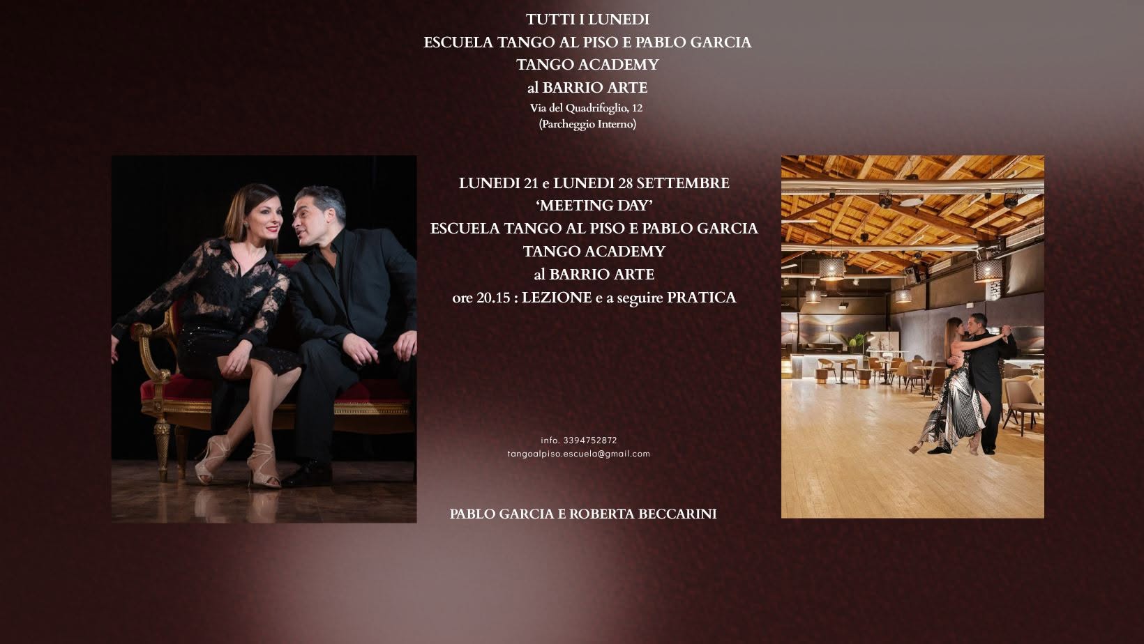 'MEETING DAY' LUNEDI 21 E 28 SETTEMBRE al BARRIO con lezione e PRATICA