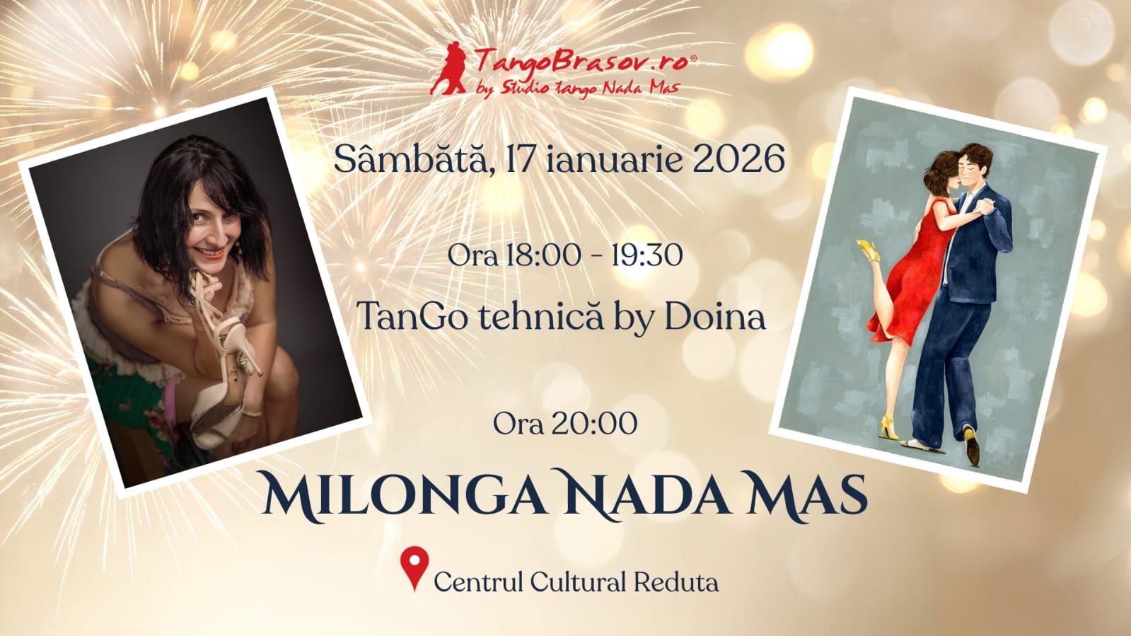 Tango Brașov® Milonga Nada Mas Seminar de tehnică by Doina Enache Sâmbătă, 17 ianuarie 2026