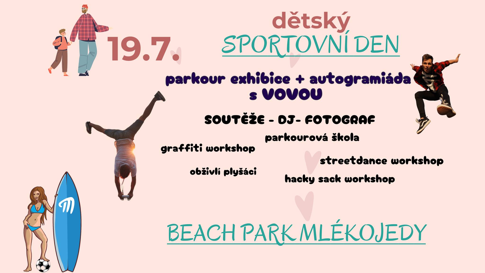 SPORTOVNÍ DEN - Vova parkour show, soutěže, workshopy
