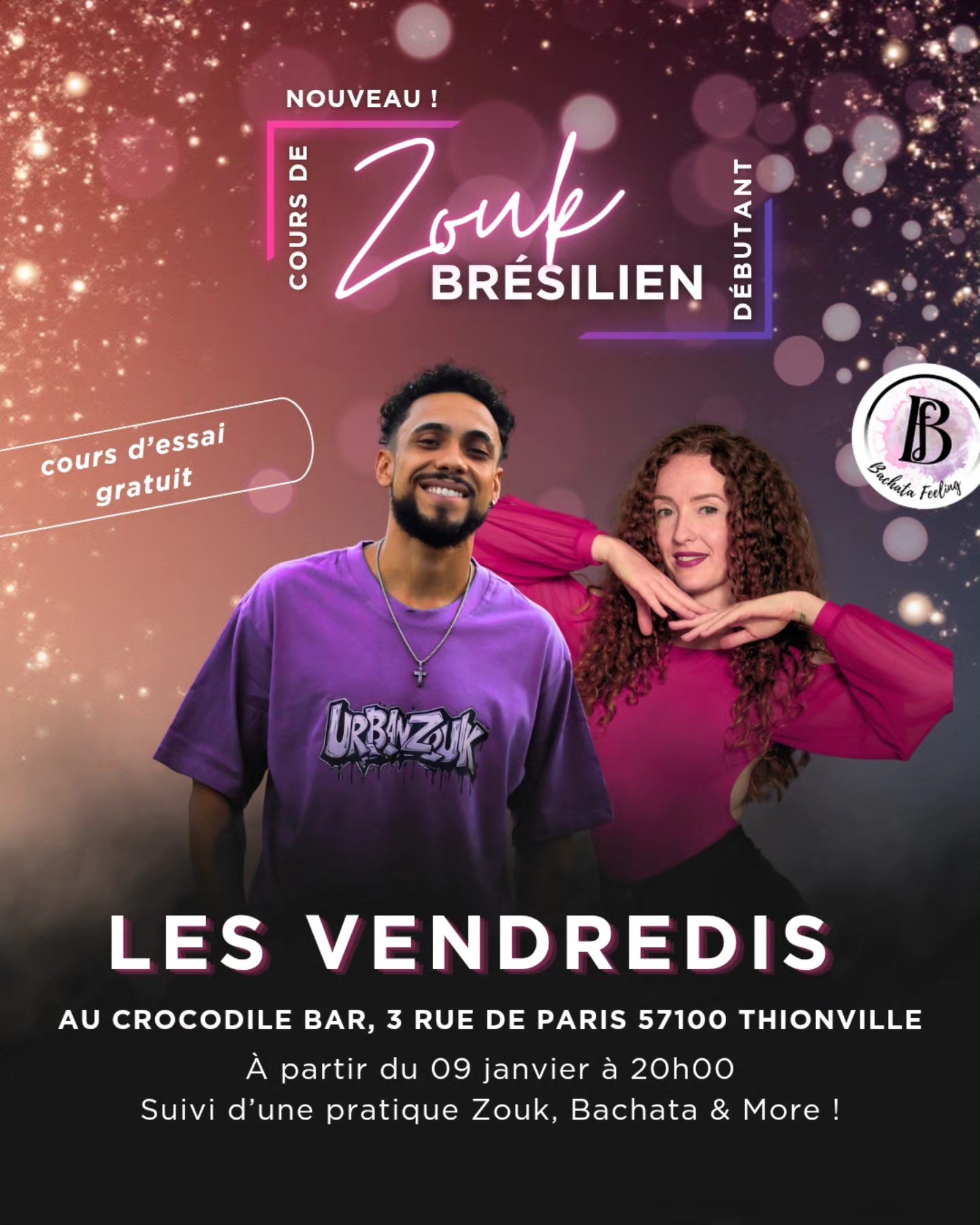 Zouk Brésilien débutant à Thionville avec Julie & Rodrigo