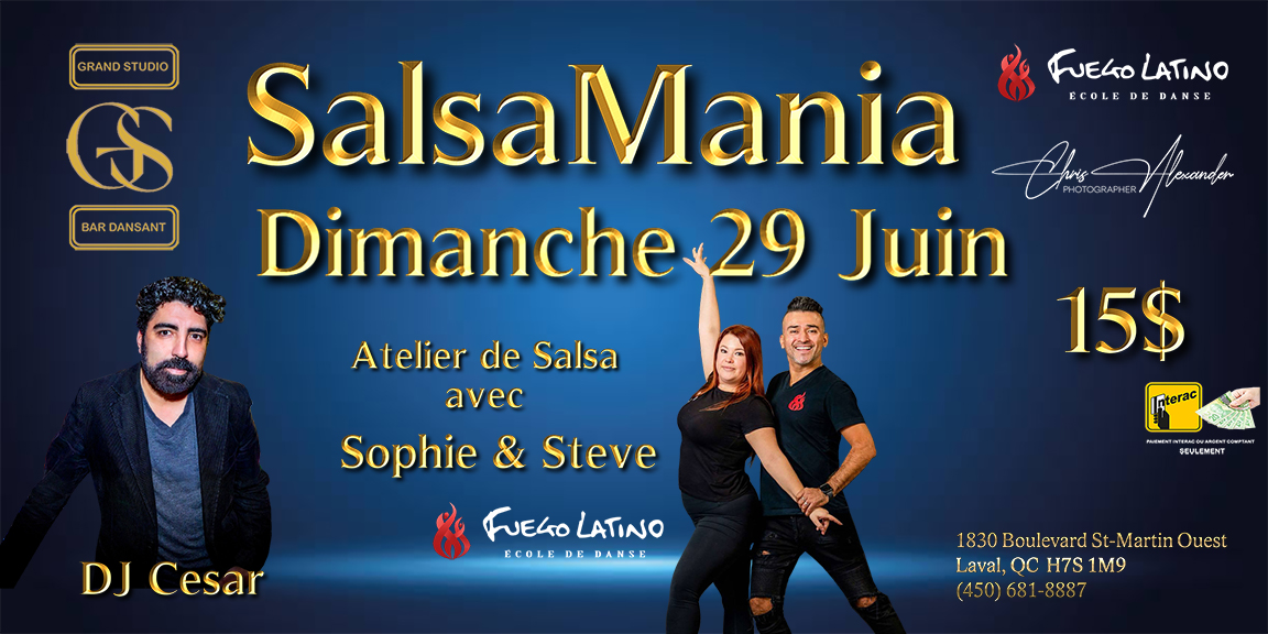 Danse Latine - Laval - SalsaMania - Dimanche 29 Juin 2025