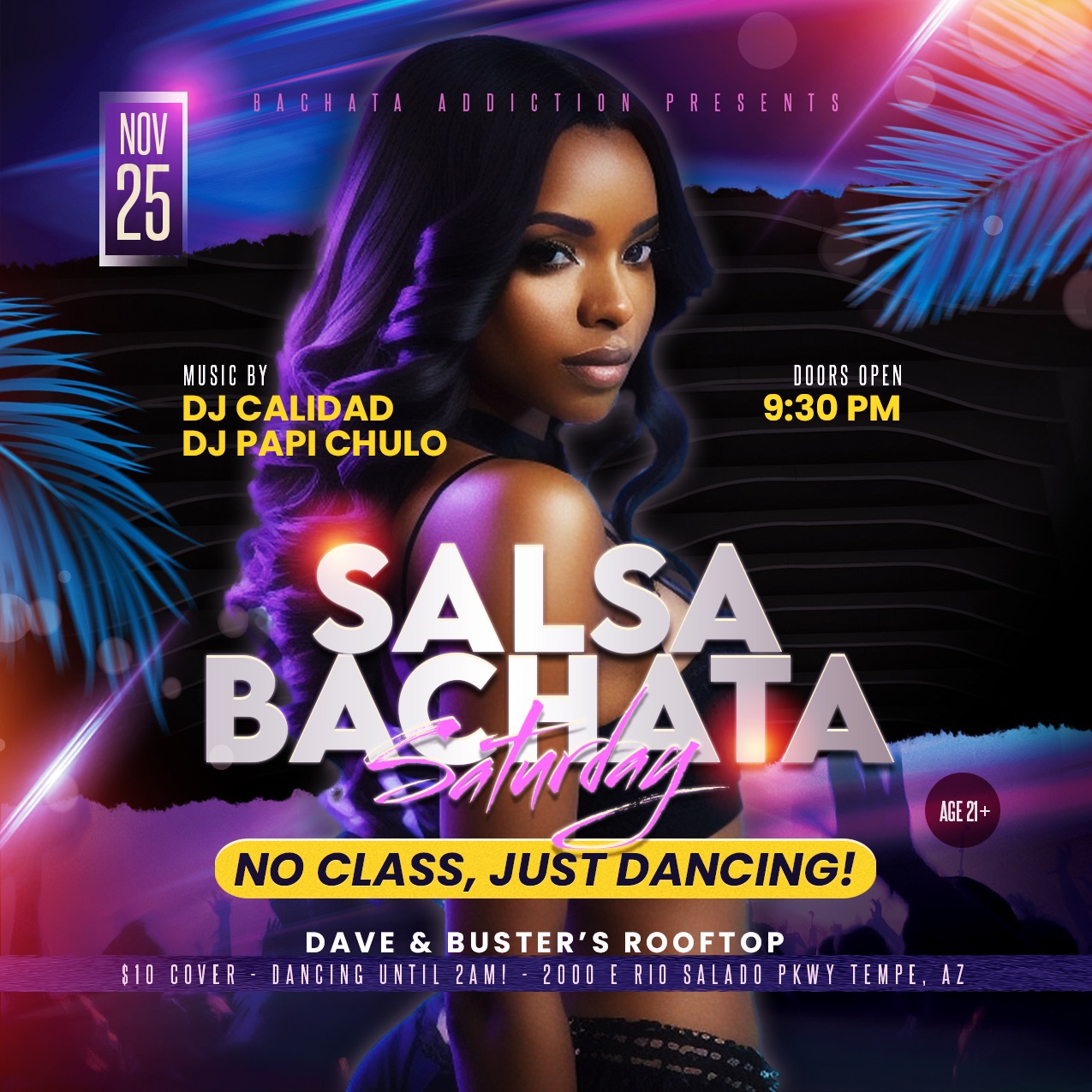 Salsa Bachata Saturday at Dave & Buster’s Tempe November - DJ Calidad & DJ Papi Chulo