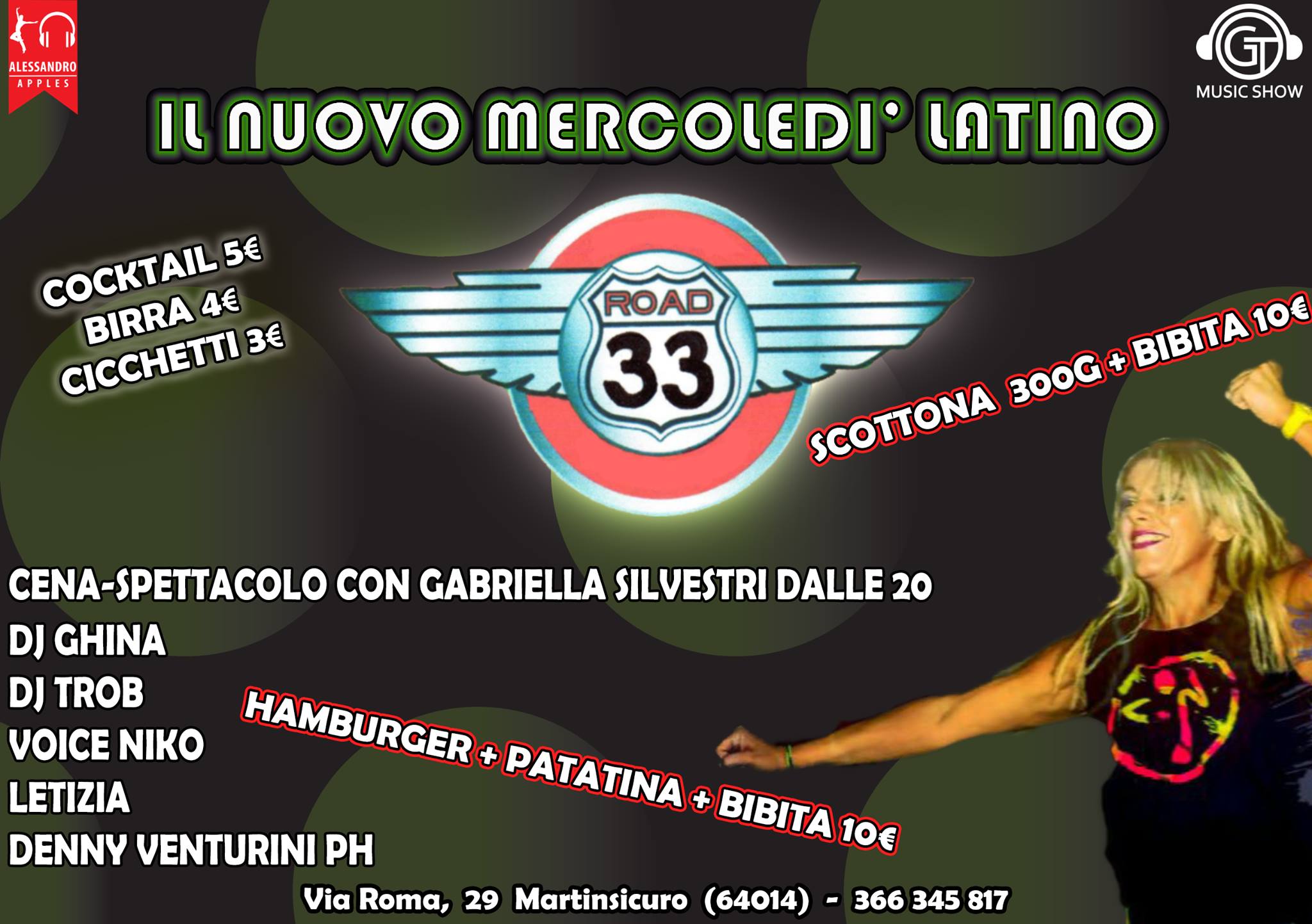 IL NUOVO MERCOLEDì Latino ROAD 33 A CENA CON Gabriella ZUMBA