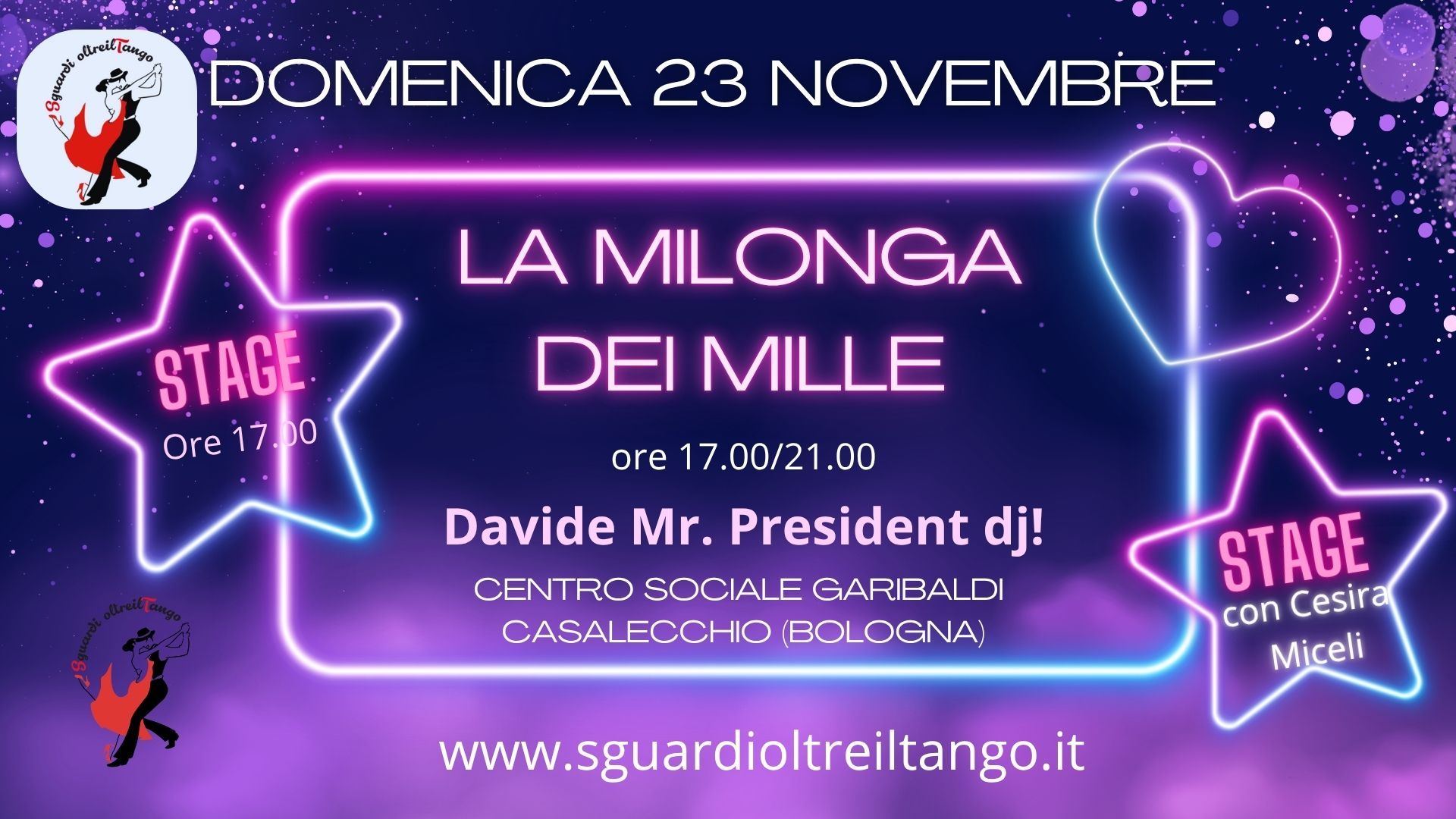 La Milonga dei 1000! Davide Mr. President dj! Stage di Milonga con Cesira e Marco.