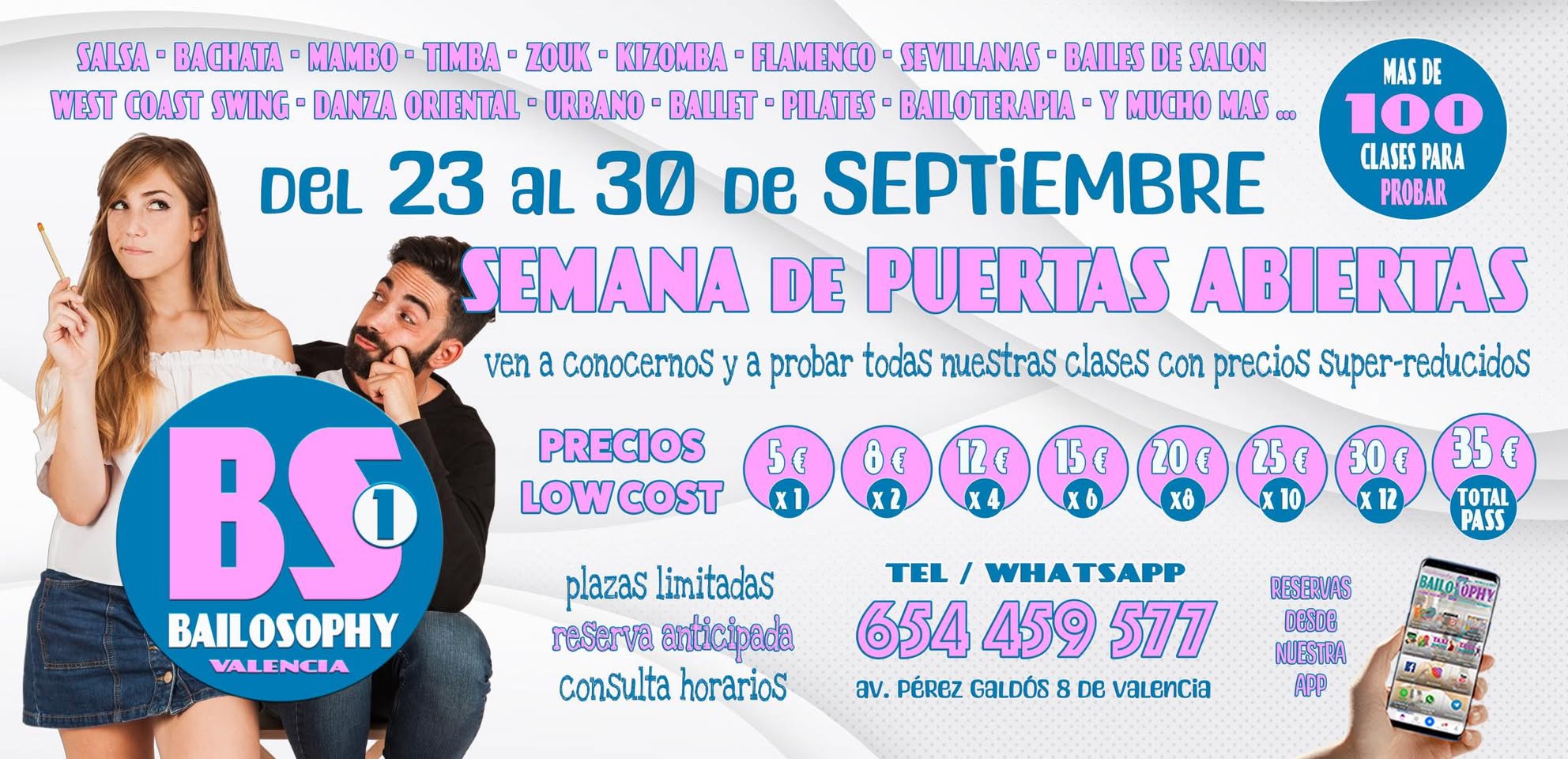 Semana de Puertas Abiertas en Bailosophy Escuela de Baile con mas de 100 clases para probar