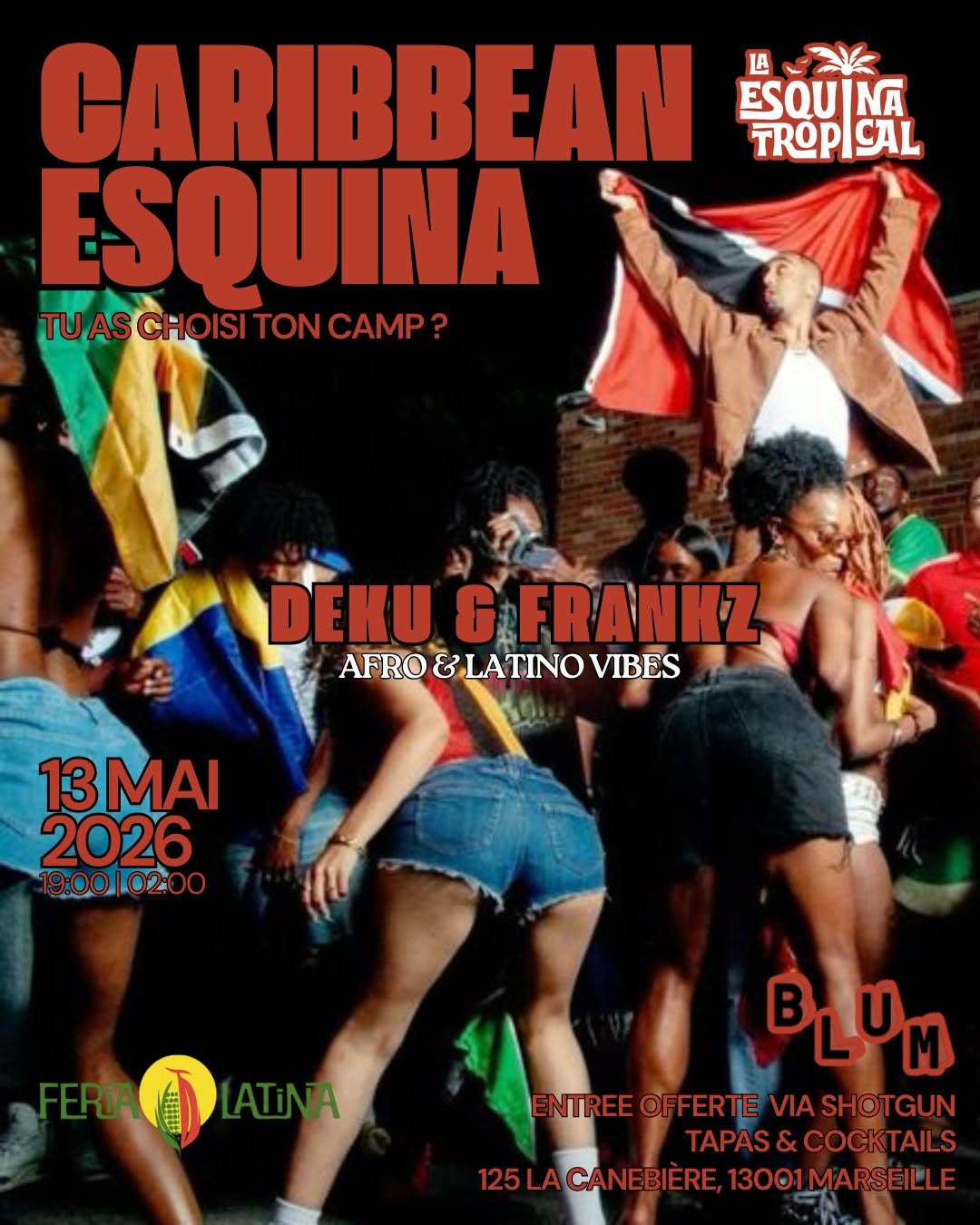 FIESTA LATINO + TAPAS - CARRIBEAN ESQUINA - VEILLE DE JOUR FERIÉ