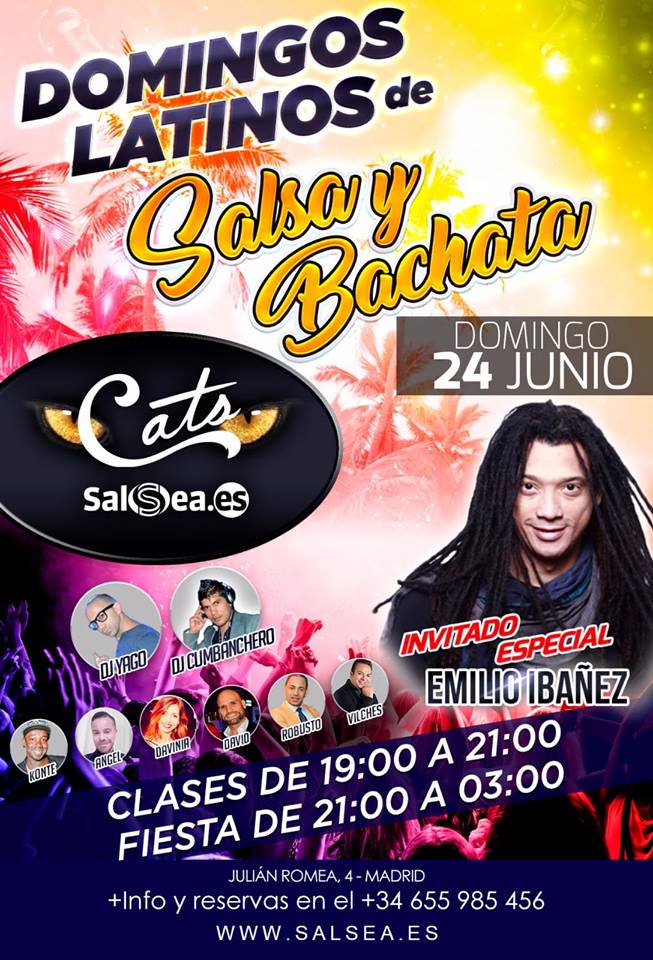 Domingo 24 Junio Salsea y Bachatea en Cats Madrid.