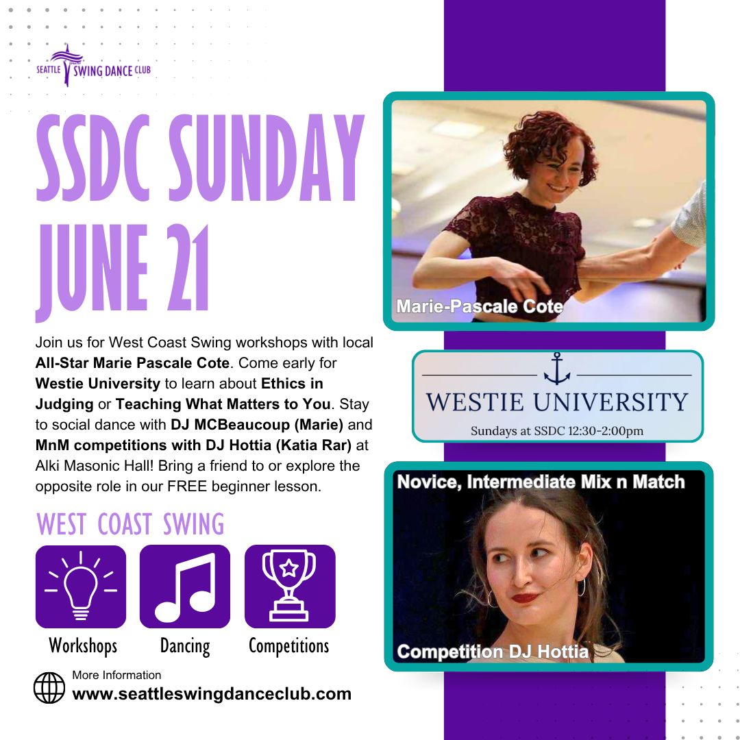 Seattle West Coast Swing Workshops and Dance with All-Star Marie-Pascal Cote, Westie U, Competitions