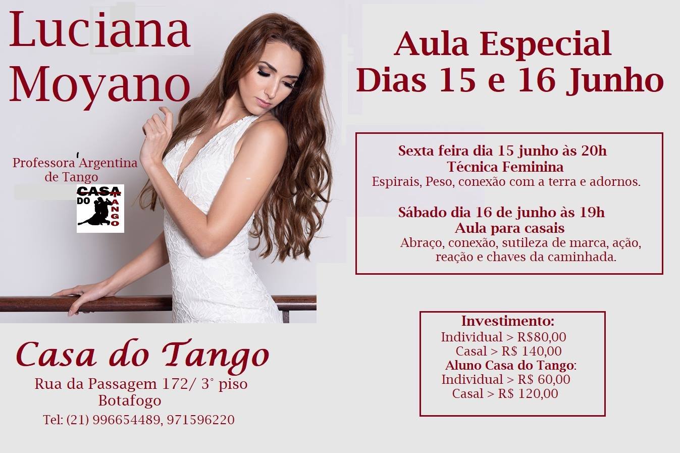 Tango com Luciana Moyano Seminários especiais 15 E 16 de Junho.