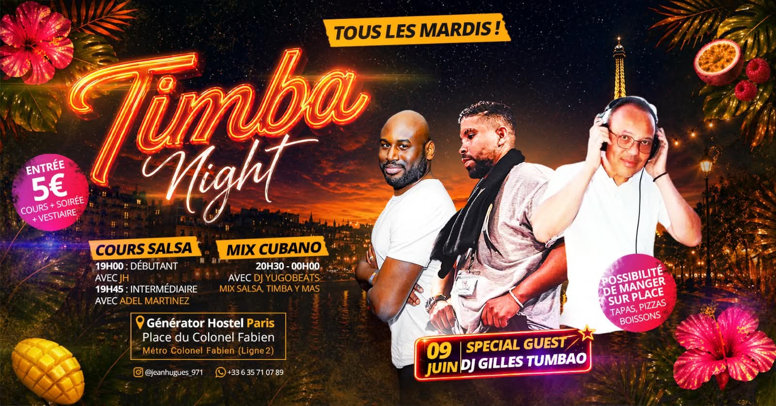 Timba Night - Adel Martinez - DJ Gilles Tumbao & DJ YugoBeats - 9 Juin - Generator Paris