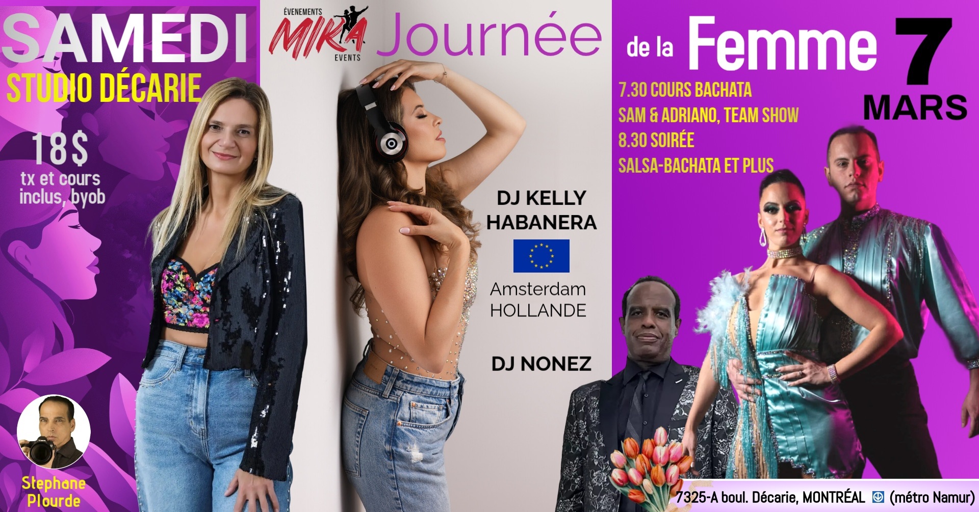 Journée de la Femme: DJ Internationale KELLY HABANERA & DJ Nonez, cours bachata & show Sam & Adriano