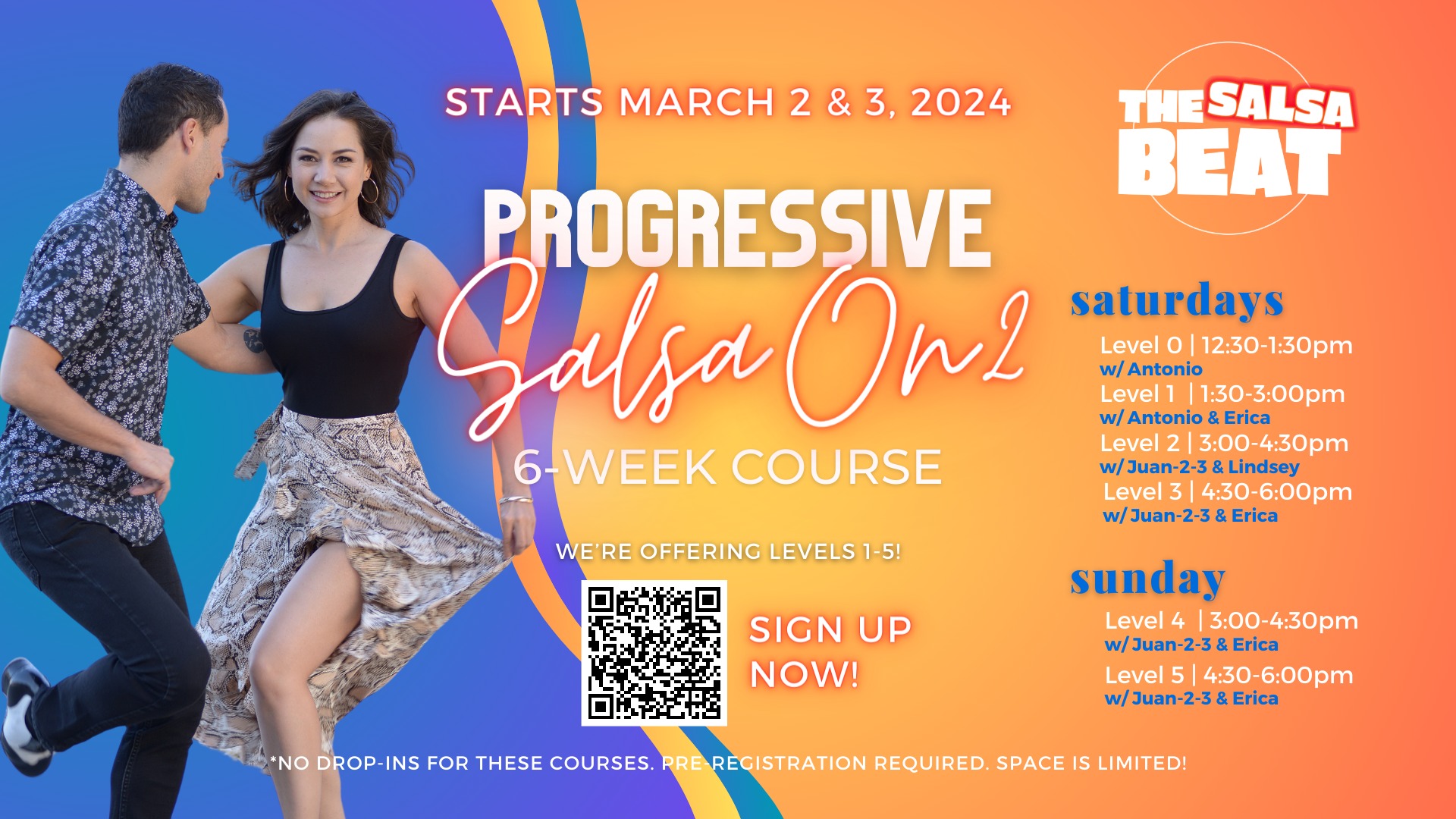 Progressive On2 Salsa Classes (Saturdays & Sundays)