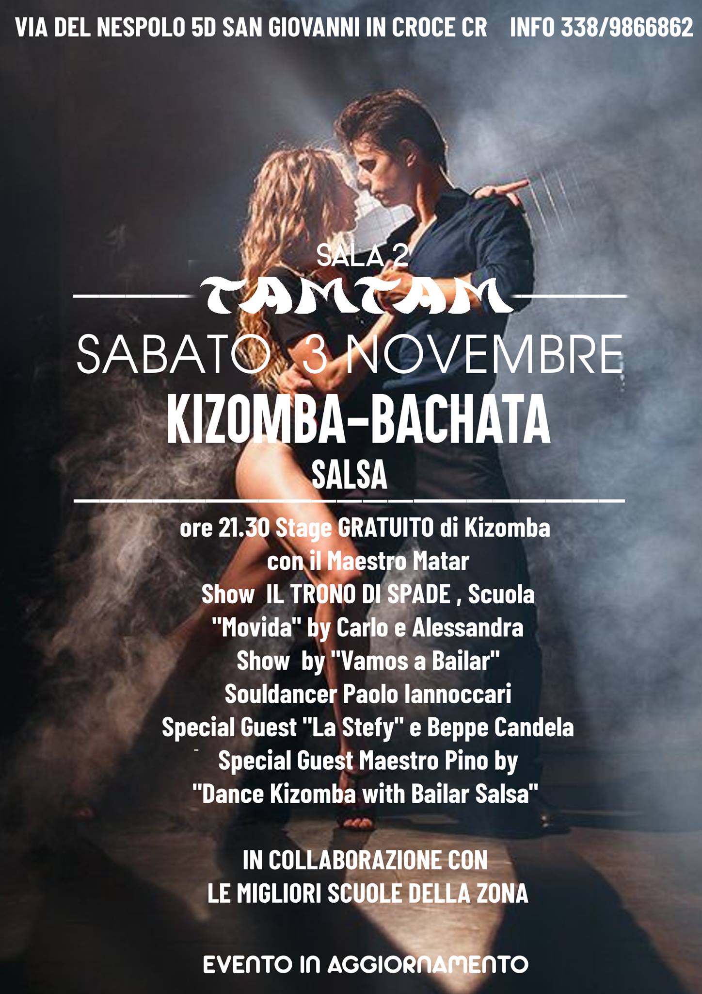 Kizomba al Tam Tam Sabato 3 Novembre