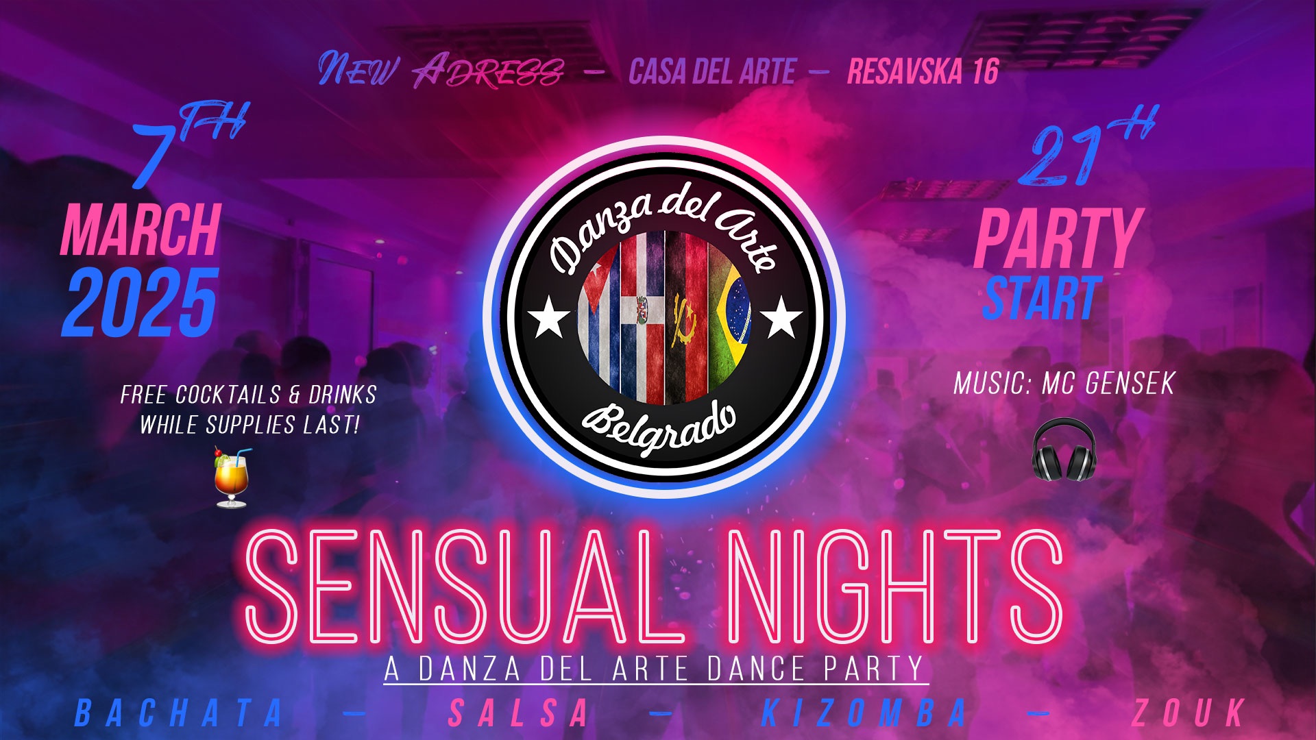 🕺Sensual Nights - A Danza del Arte Party 📌 Resavska 16 📅 Friday, March 7, 2025 🕘 9PM 💃