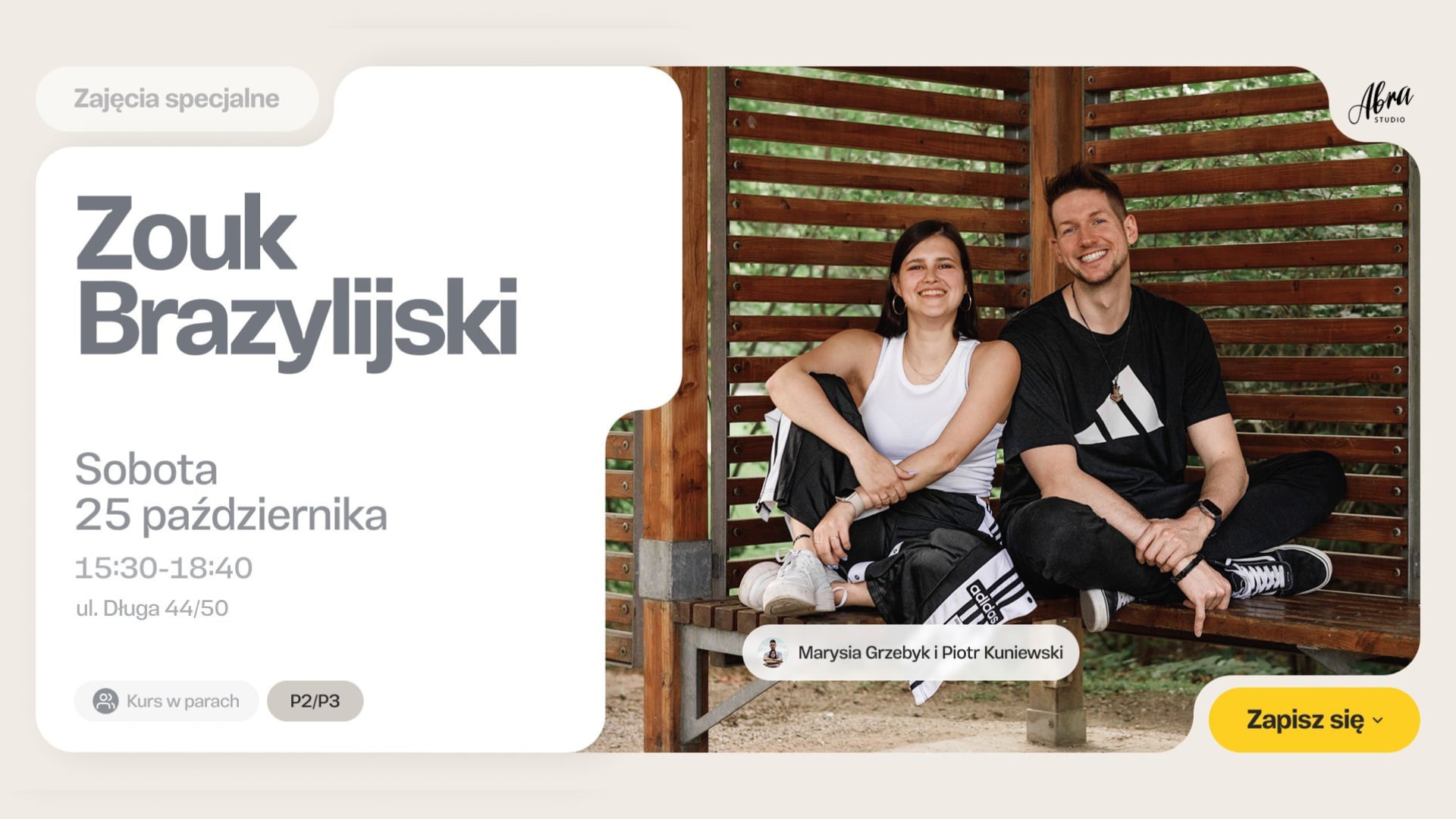 Zouk Brazylijski z Marysią & Piotrem poziom P2 P3
