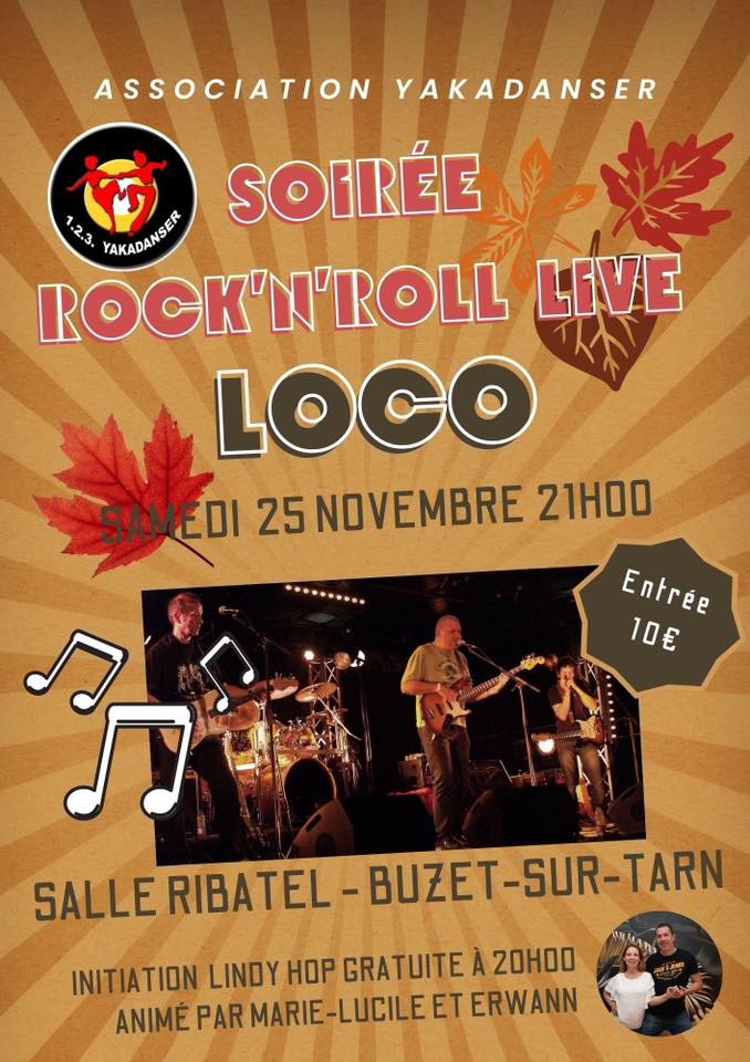 Soirée dansante live Rock avec « Loco » à Buzet-sur-Tarn