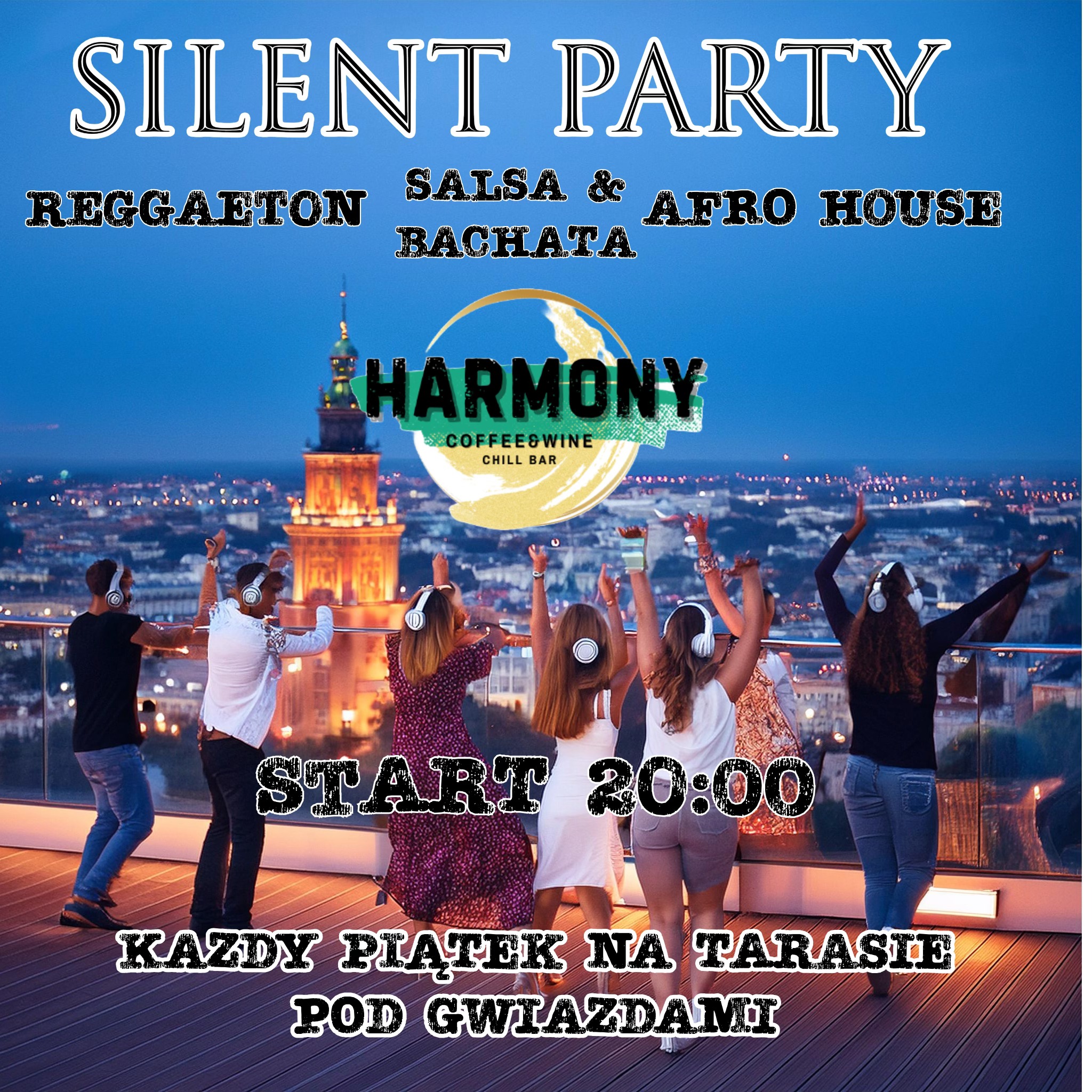 Silent Party na tarasie 3 kanały afro house reggaeton salsa & bachata
