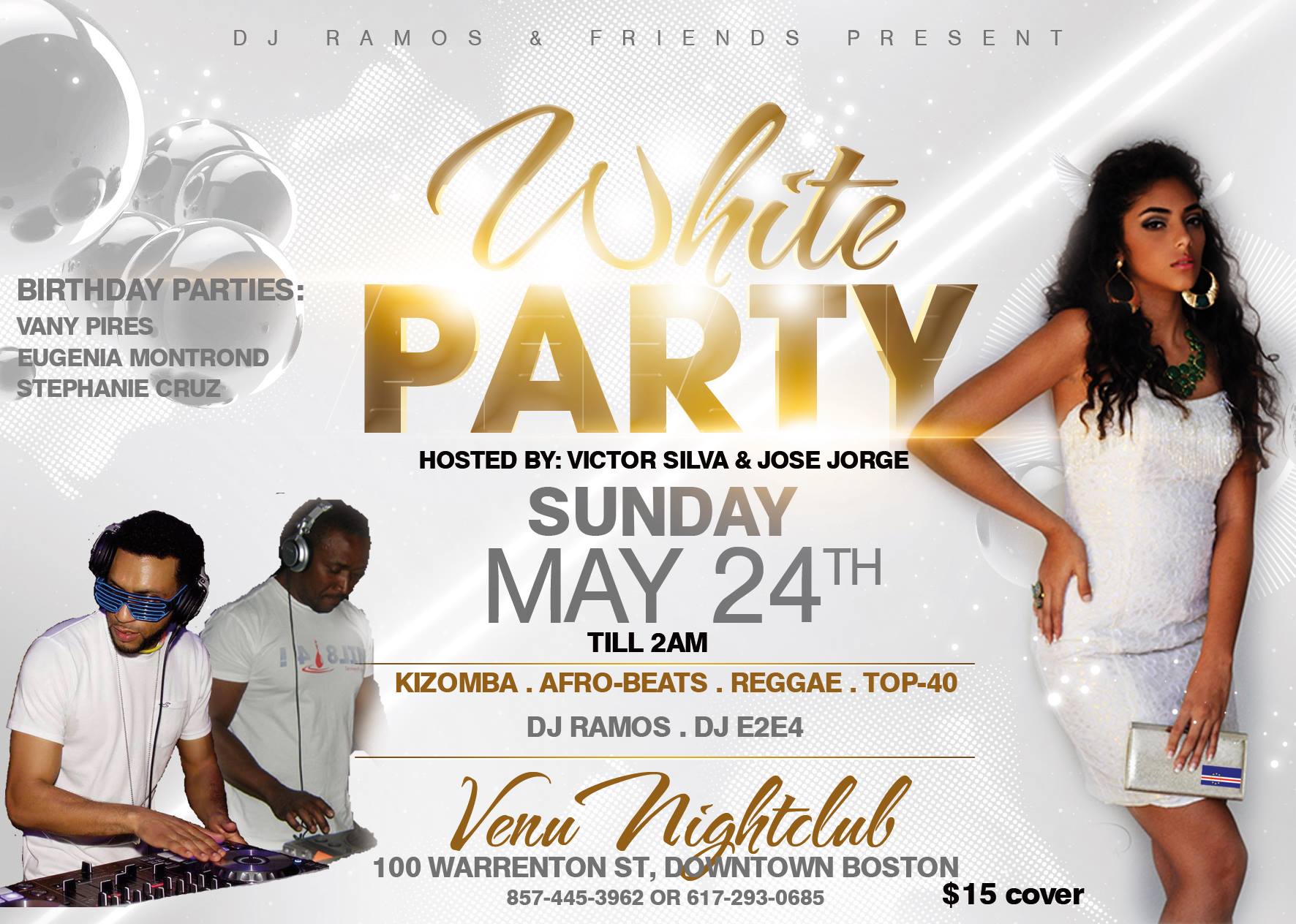 DJ RAMOS & FRIENDS PRESENTS : WHITE PARTY... AT THE CLUB VENU ...100 WARRETOWN ST DOWNTOWN BOSTON