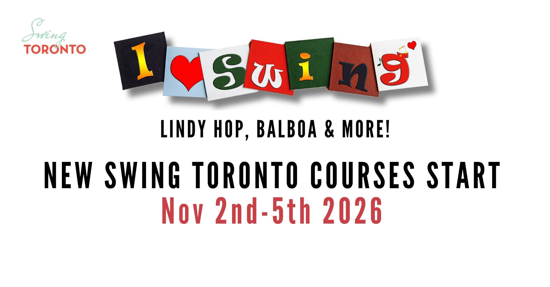 New Swing Toronto Courses Start November 2-5, 2026! Lindy Hop, Balboa, Solo Jazz, 7 weeks