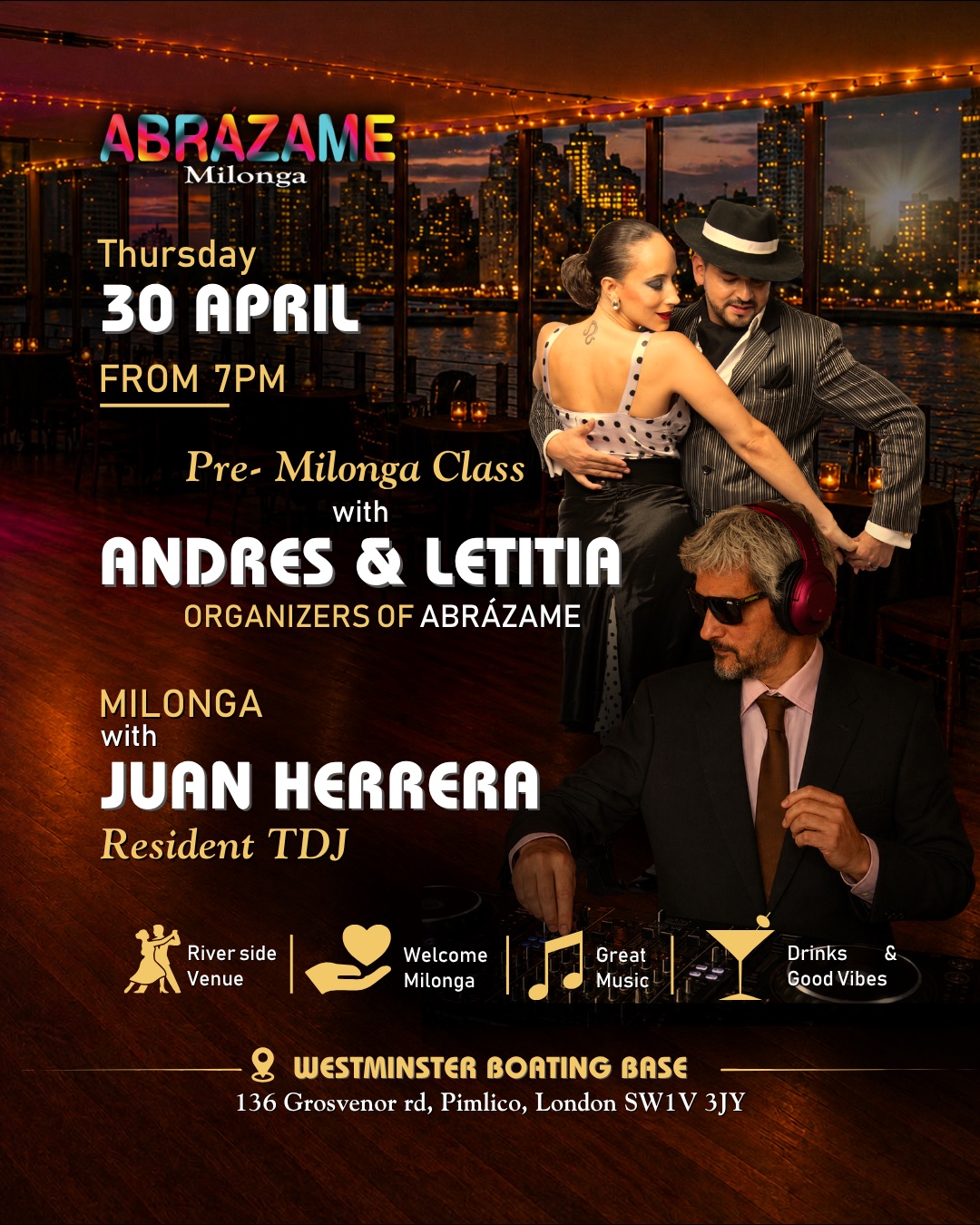 Abrรกzame Milonga Riverside Tango Night Pre-Class + DJ Juan Herrera