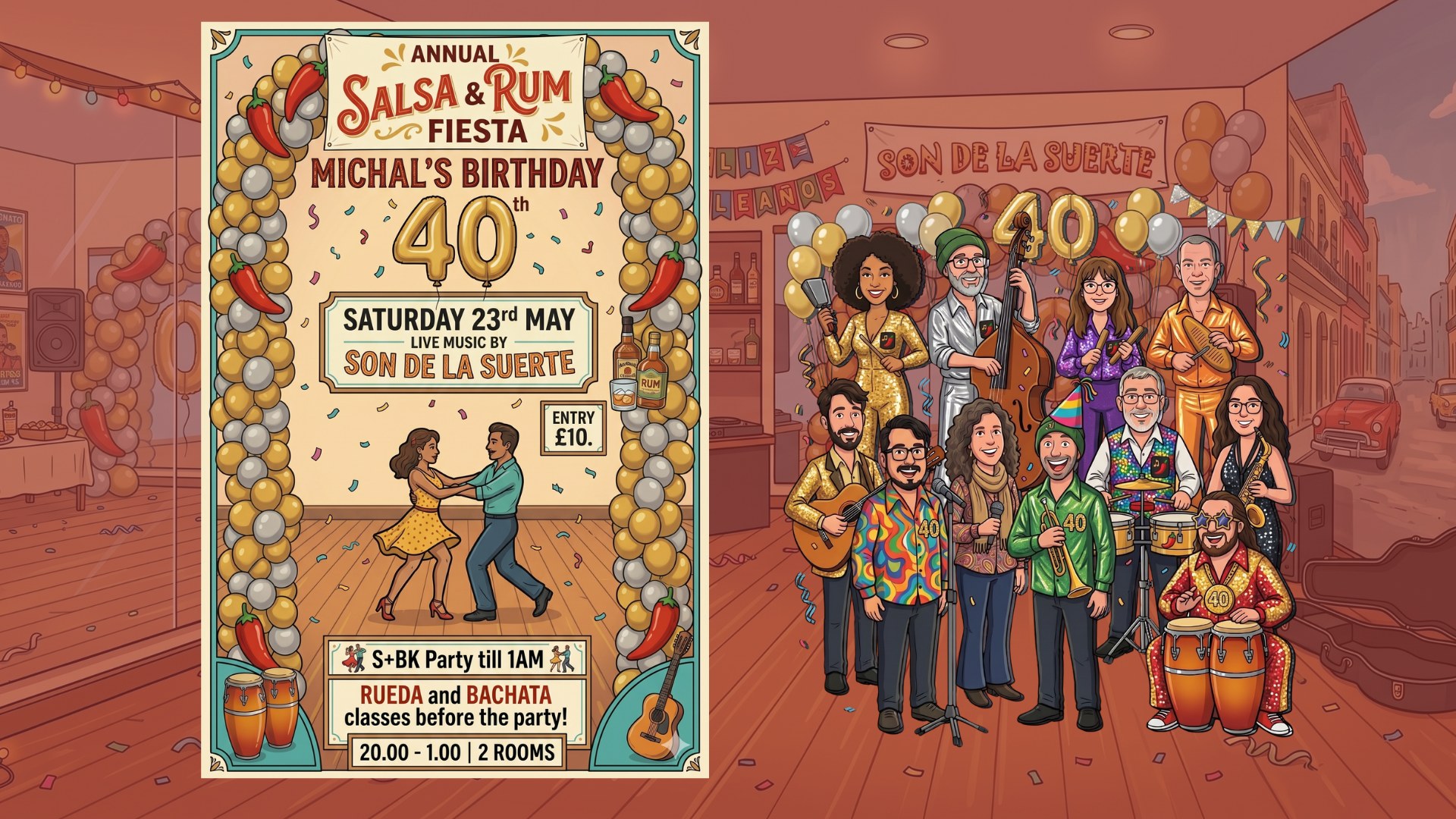 Salsa & Rum Fiesta Son de la Suerte Michal's 40th Birthday