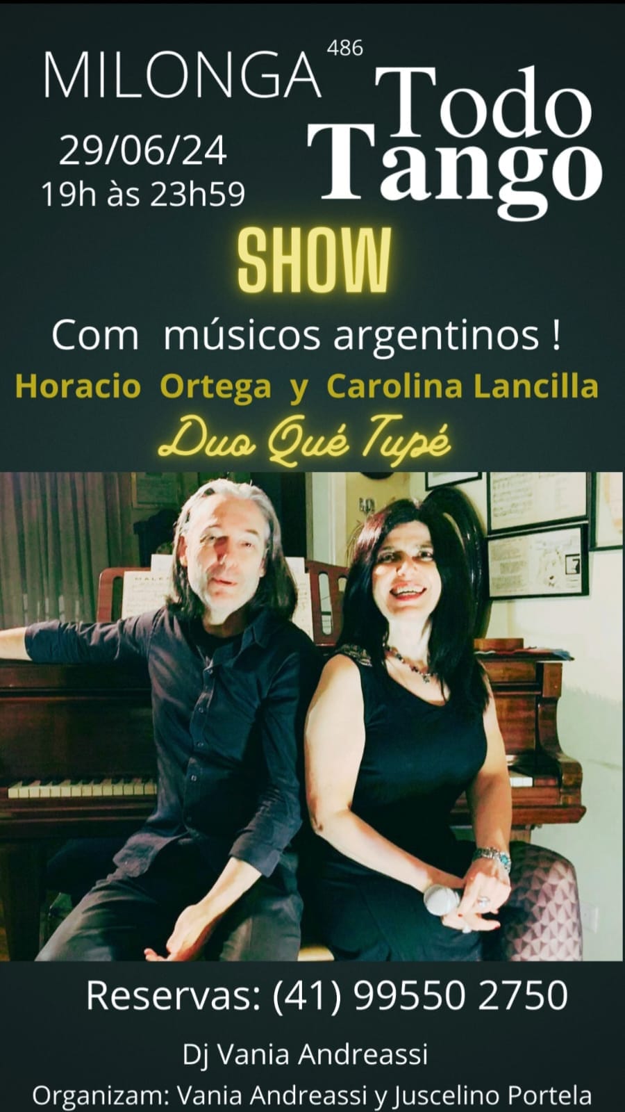 Show com os músicos Duo Qué Tupé de Buenos Aires! Sábado 29 06 24