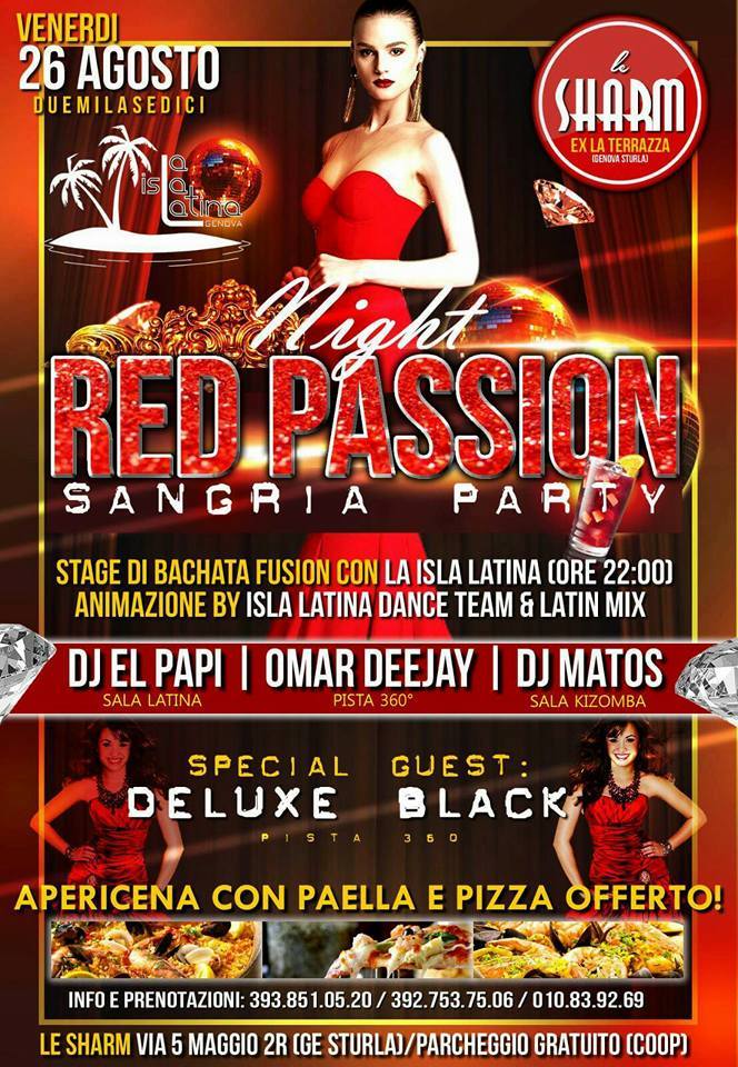 Red Passion Night Sangria Party Venerdi 26 Agosto 2016 Le Sharm