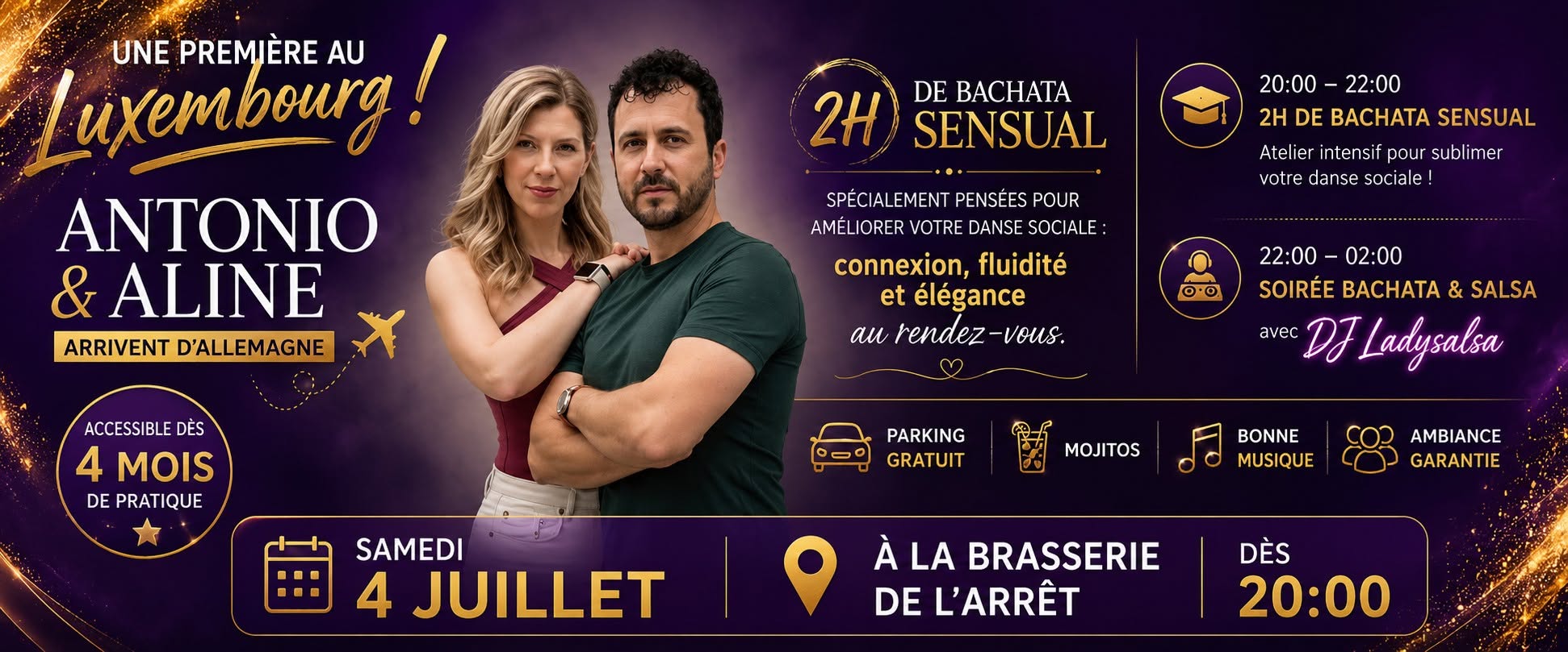 🔥 FIRST TIME IN LUXEMBOURG 🔥 Antonio & Aline 🇩🇪 2h Bachata Sensual Workshops • DJ Ladysalsa •
