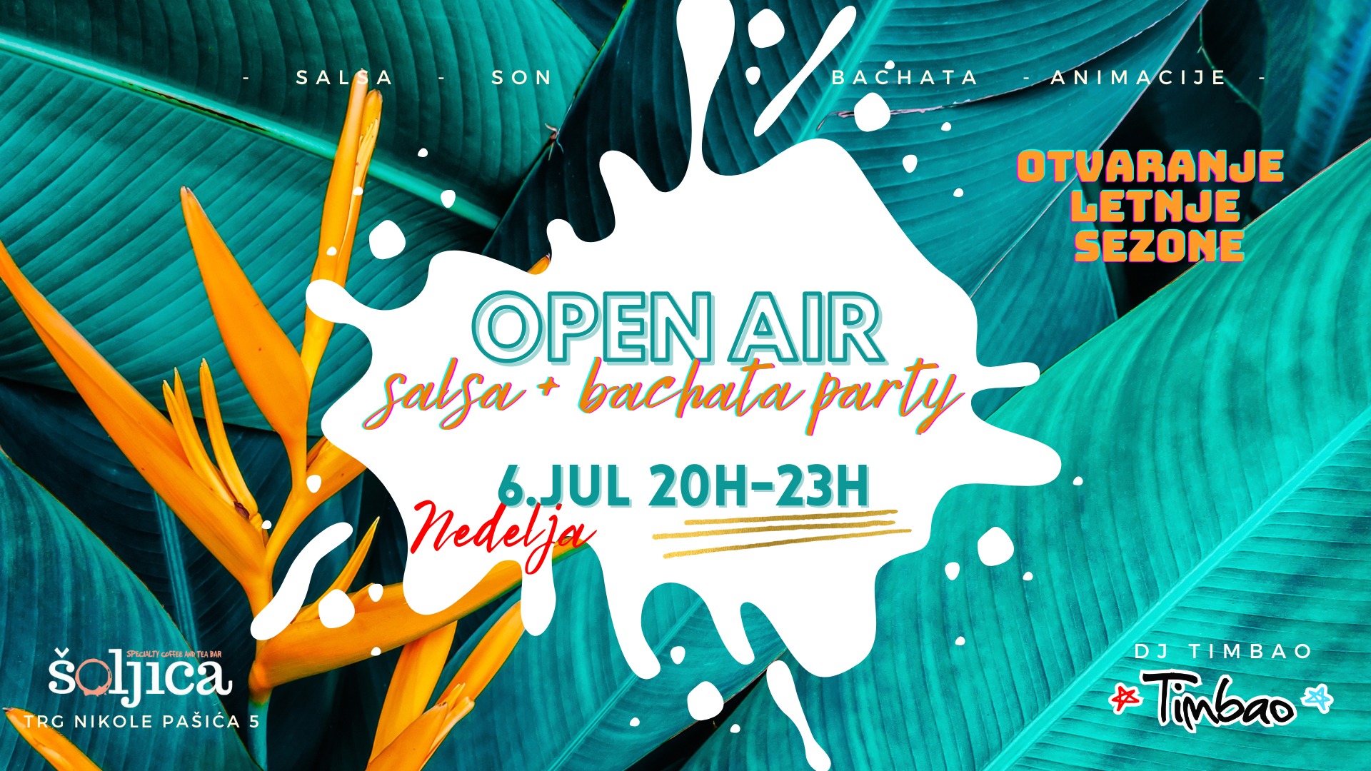 Open air salsa+bachata party Nedelja 6.jul u 20h Timbao & Šoljica