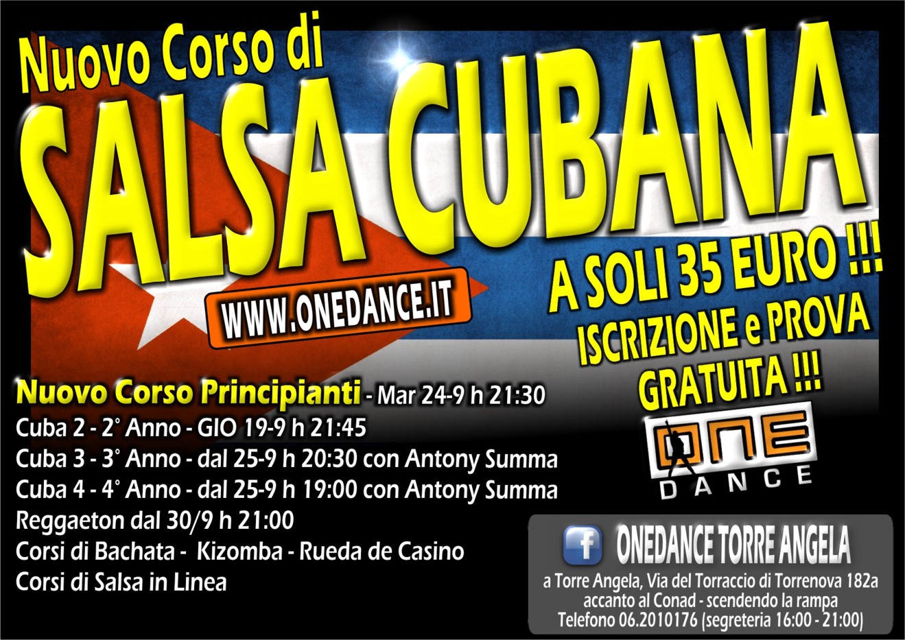 SECONDA LEZIONE SALSA CUBANA principianti alla Onedance