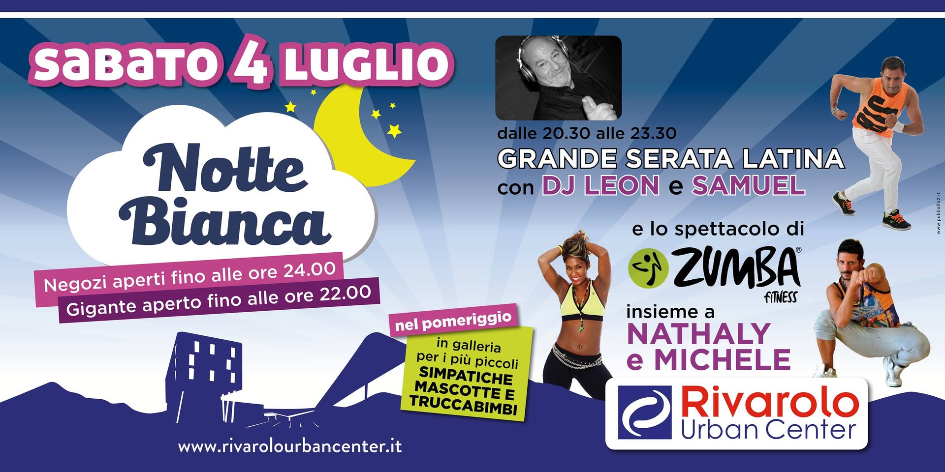 SABATO 4 LUGLIO notte bianca GIGANTE RIVAROLO SERATA LATINA+ESIBIZIONI DI Z