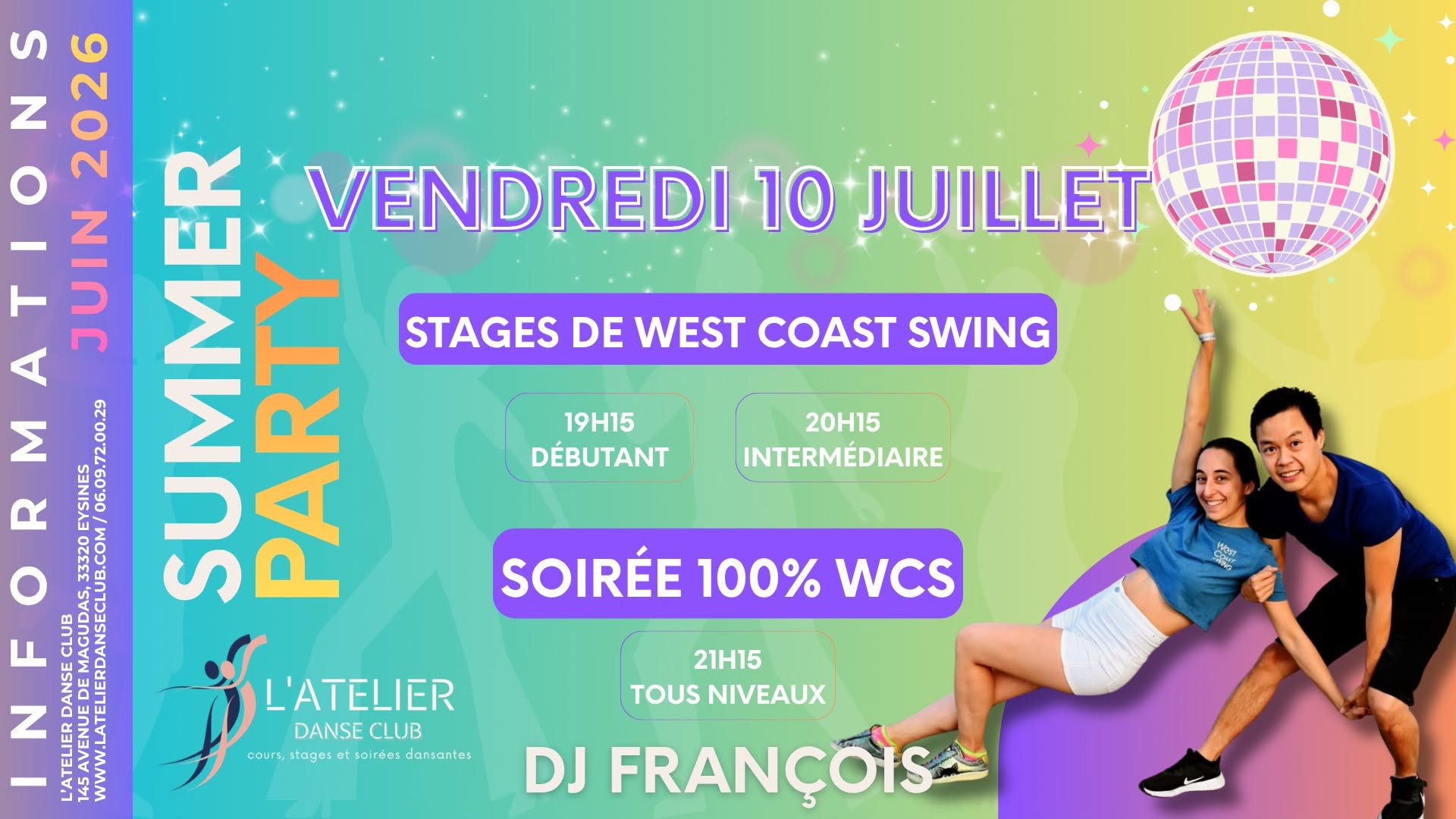 STAGES DE WCS & SOIRÉE 100% WCS - SUMMER PARTY 🌸