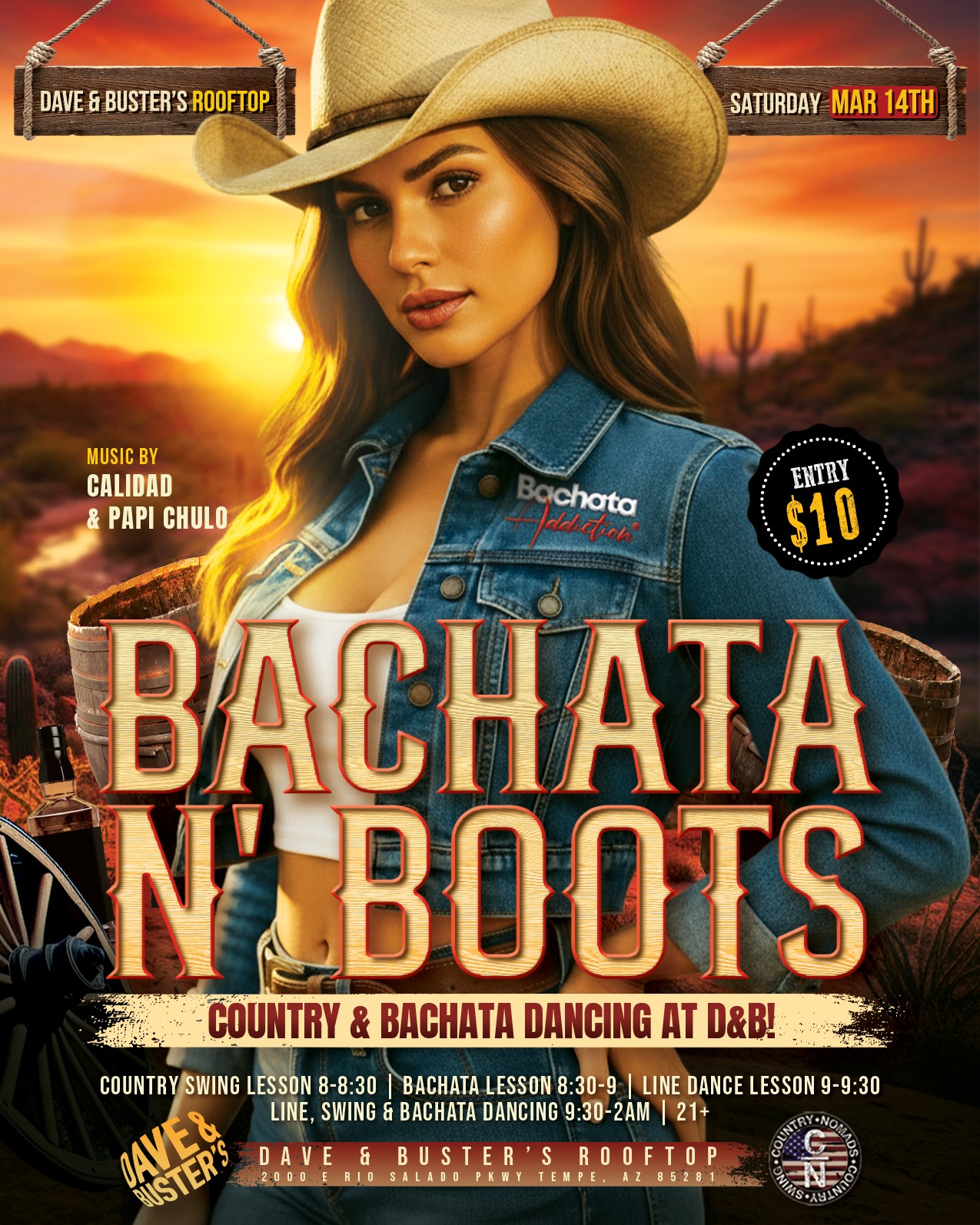 "Bachata N' Boots" at D&B Rooftop Bachata Addiction X Country Nomads