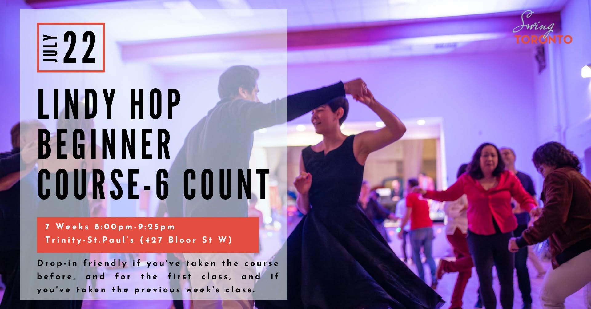 Lindy Hop Beginner 6-Count Course Starts Wednesday July 22, 7 Weeks!