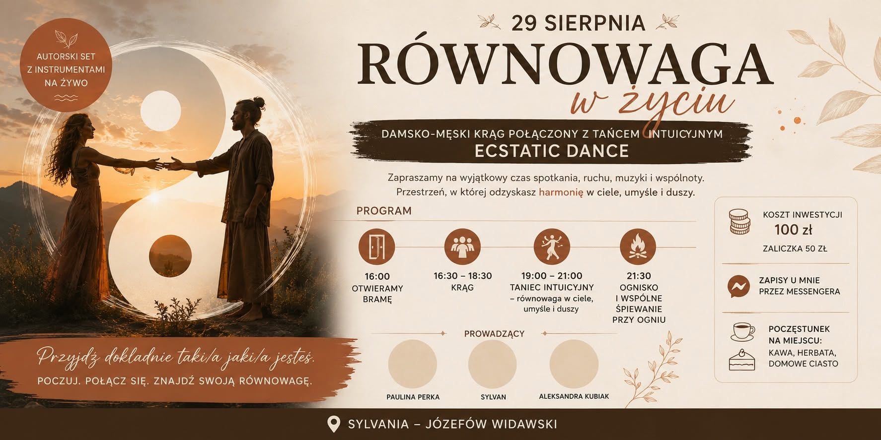 Warsztat RÓWNOWAGA Damsko-męski Krąg połączony z Tańcem Intuicyjnym Ecstatic Dance