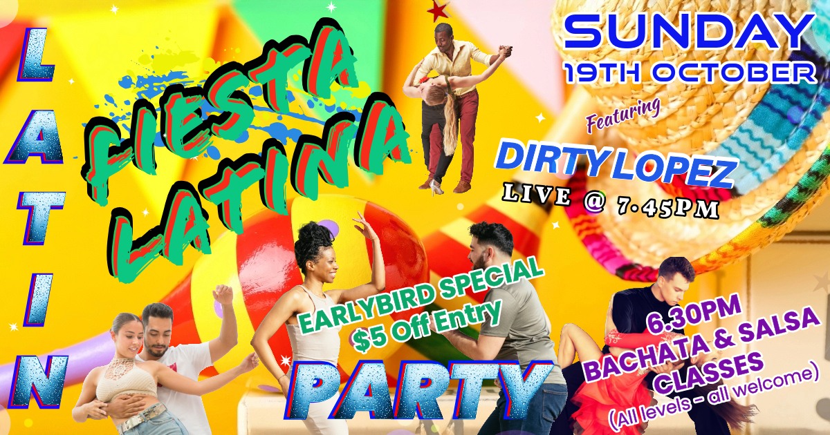 BRUNSWICK FIESTA LATINA SUNDAY LATIN SOCIAL with LIVE LATIN MUSIC & 2 DANCE CLASSES!
