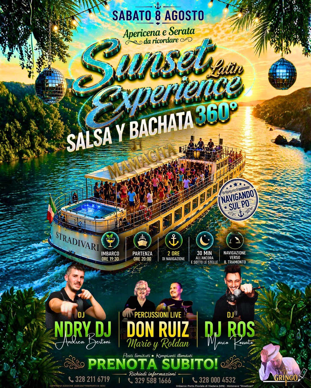 🌅 SABATO 8 AGOSTO 🌅 ✨ SUNSET LATIN EXPERIENCE ✨ 💃🕺 SALSA Y BACHATA 360° 🍸 Apericena e Serata