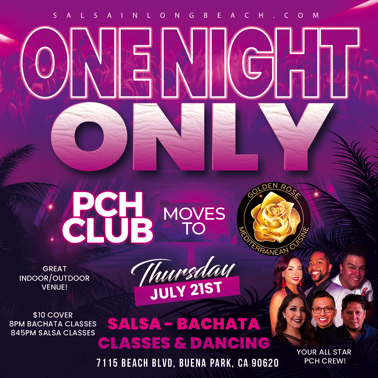 PCH CLUB moves to GOLDEN ROSE! ONE NIGHT ONLY!