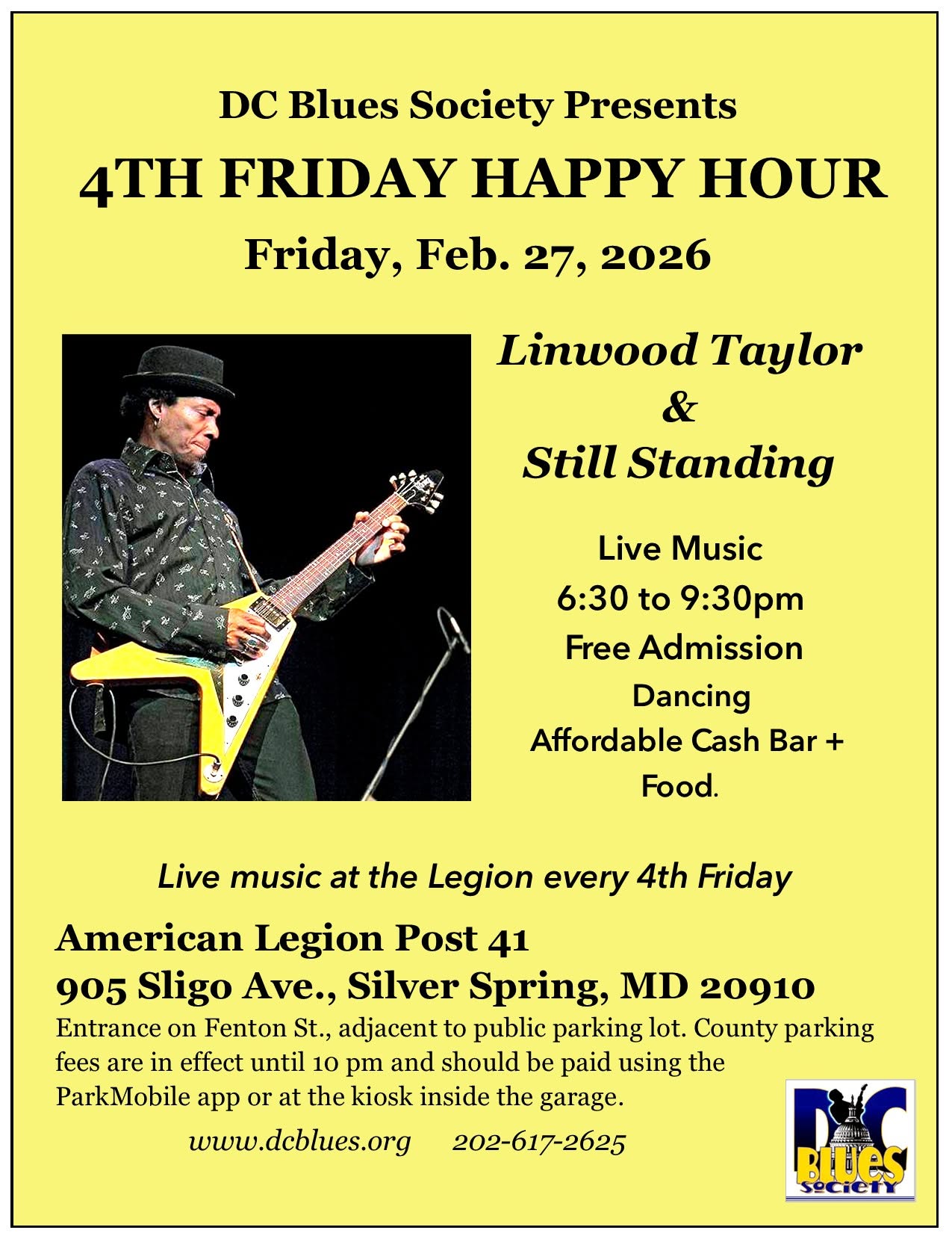 Linwood Taylor & Still Standing at DC Blues Society 4th Friday Happy Hour!