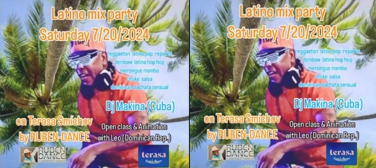 Latino mix party on Saturday 7 20 2024 on Terasa Smíchov